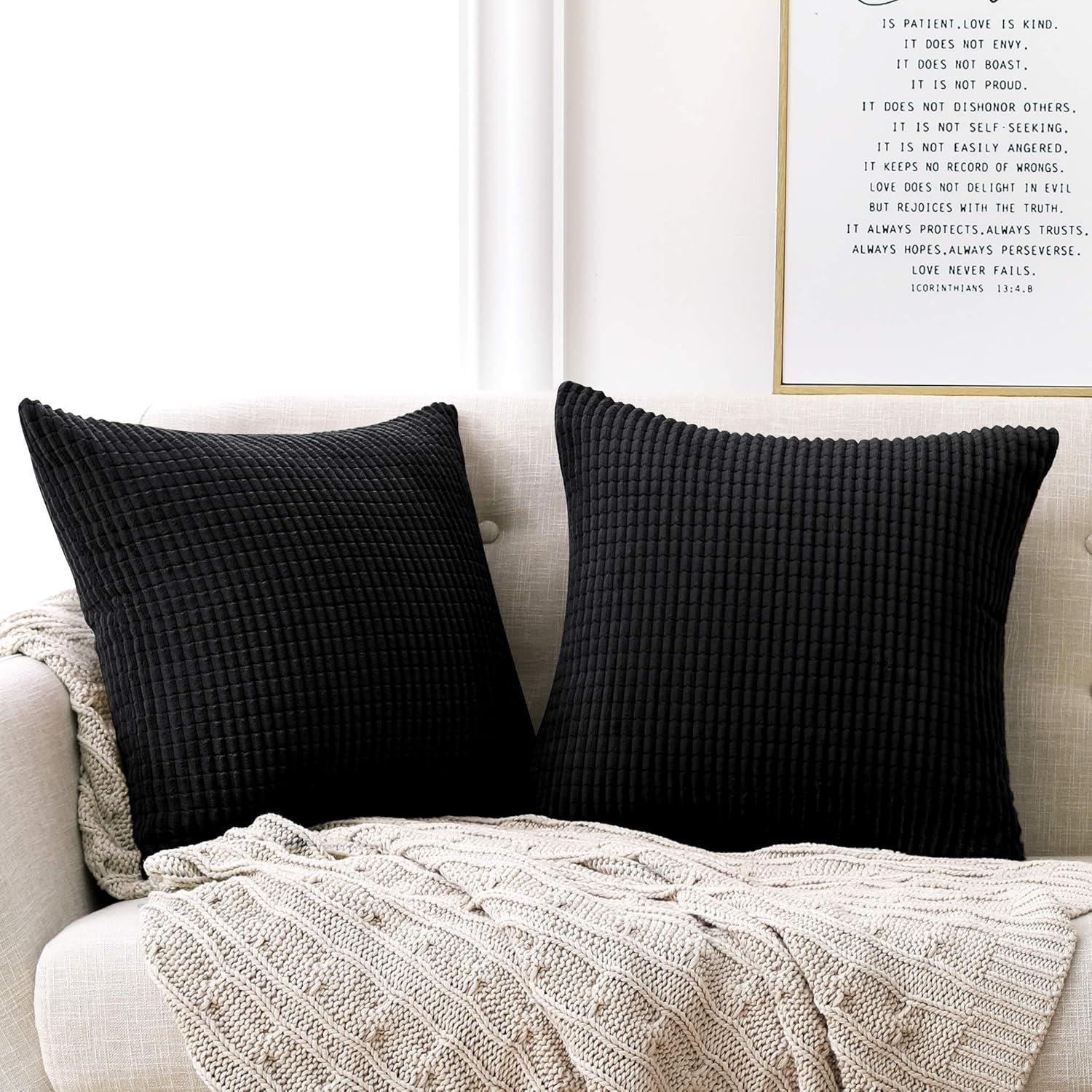 Deconovo Set of 2 Cushion Covers, High-Quality Super Soft Corduroy Large Cushion...