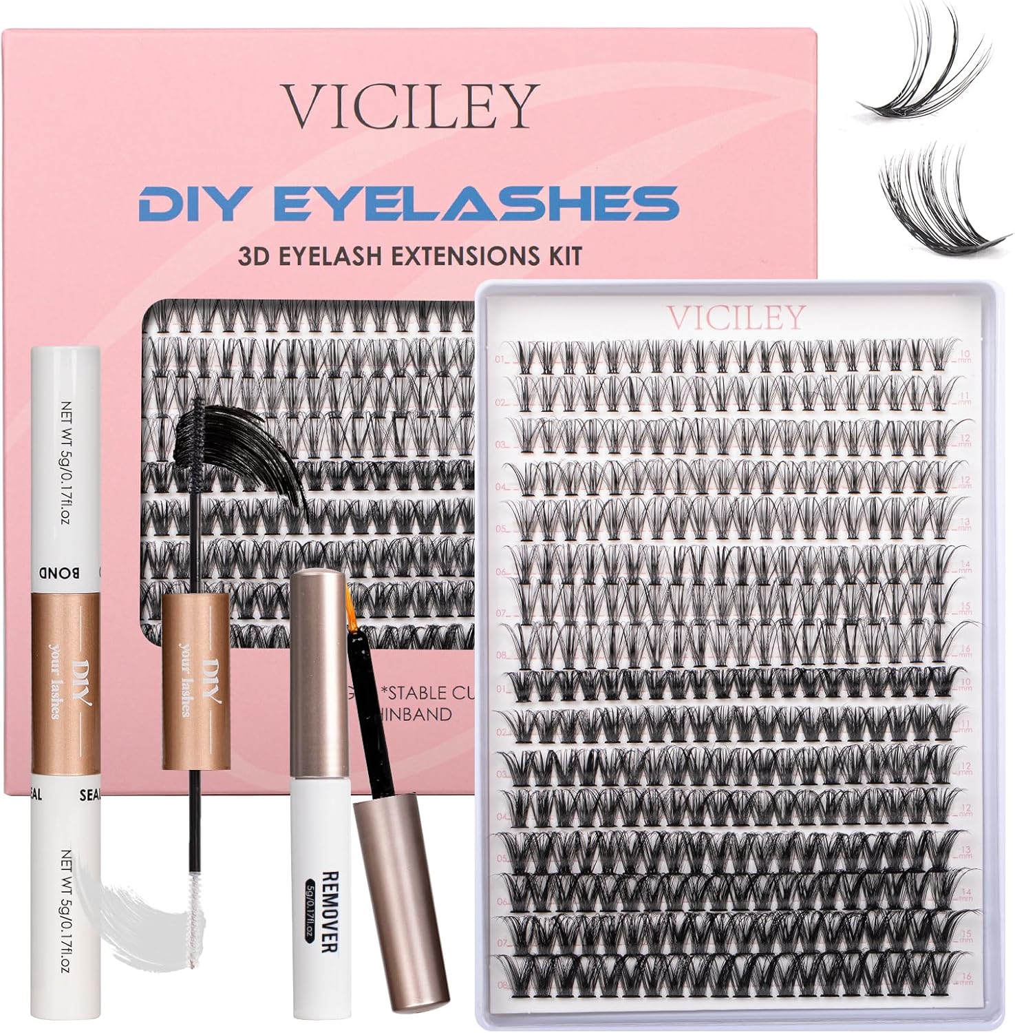 Lash Extension Kit 320 Pcs Cluster Lashes With Bond And Seal Lash Glue Remover L...