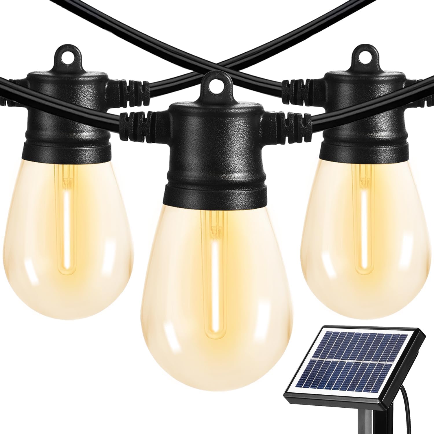 SUNTHIN Outdoor Solar String Lights, 24FT Solar Patio Lights, 8+1pcs S14 LED Bul...