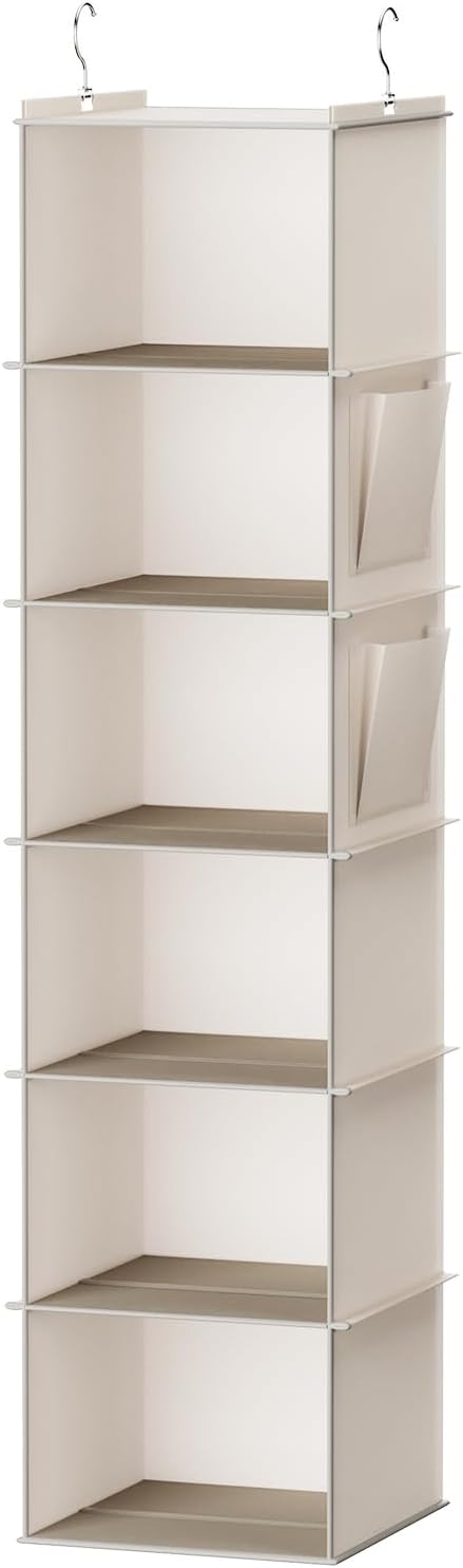 YOUDENOVA Hanging Wardrobe Organiser 6 Shelves Wardrobe Storage Hanging Shelves...