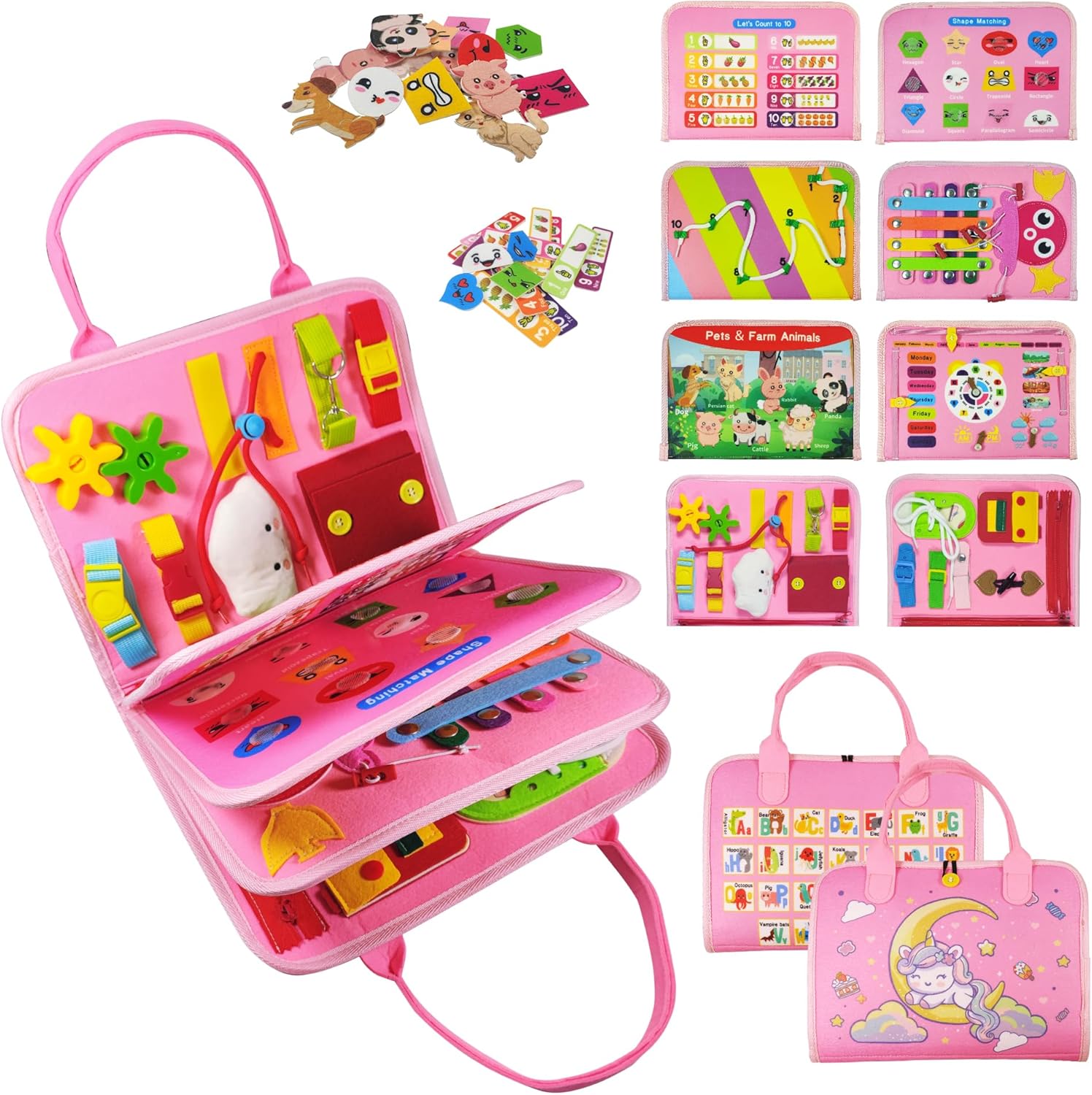 TenFans Busy Board - Montessori Toys for 1 2 3 4 Year Old - Sensory Toys for Tod...