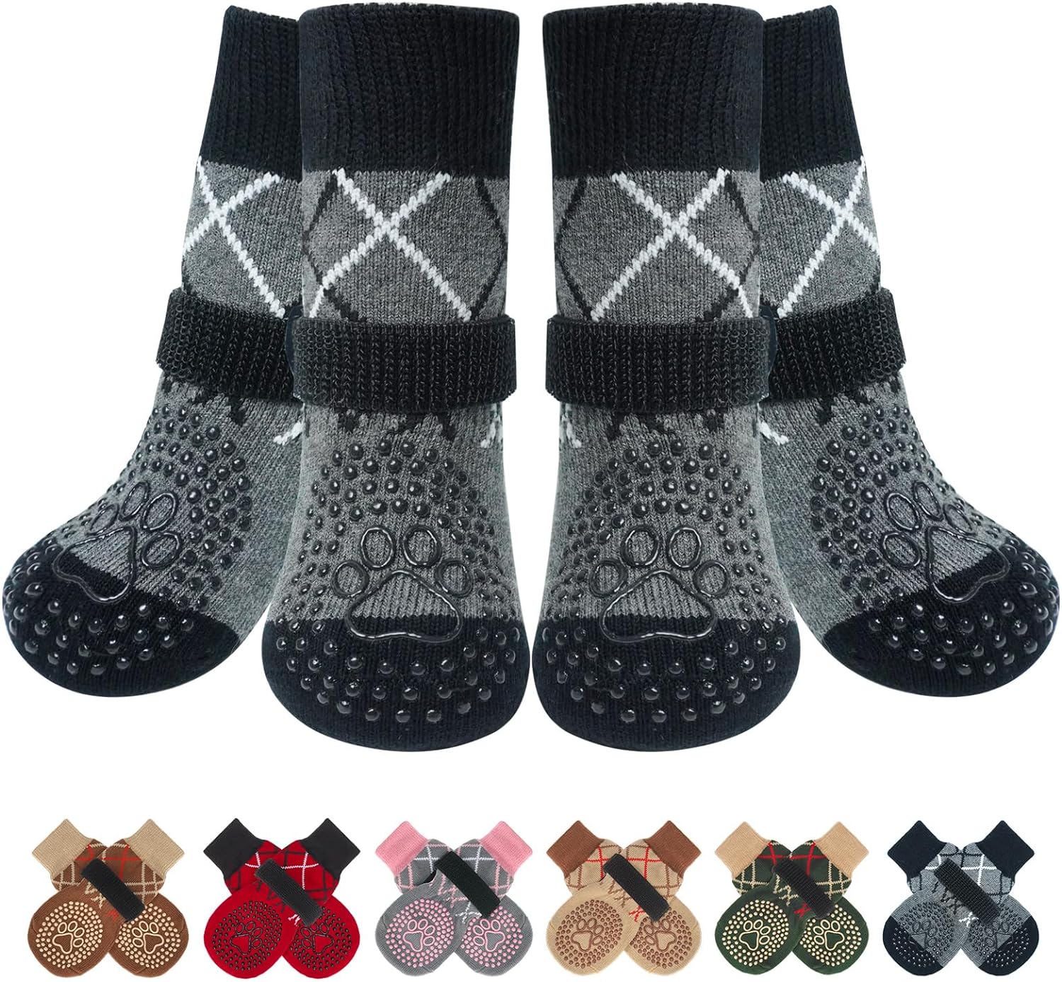 BEAUTYZOO Anti Slip Dog Socks for Hardwood Floors,Dog Shoes for Hot/Cold Pavemen...