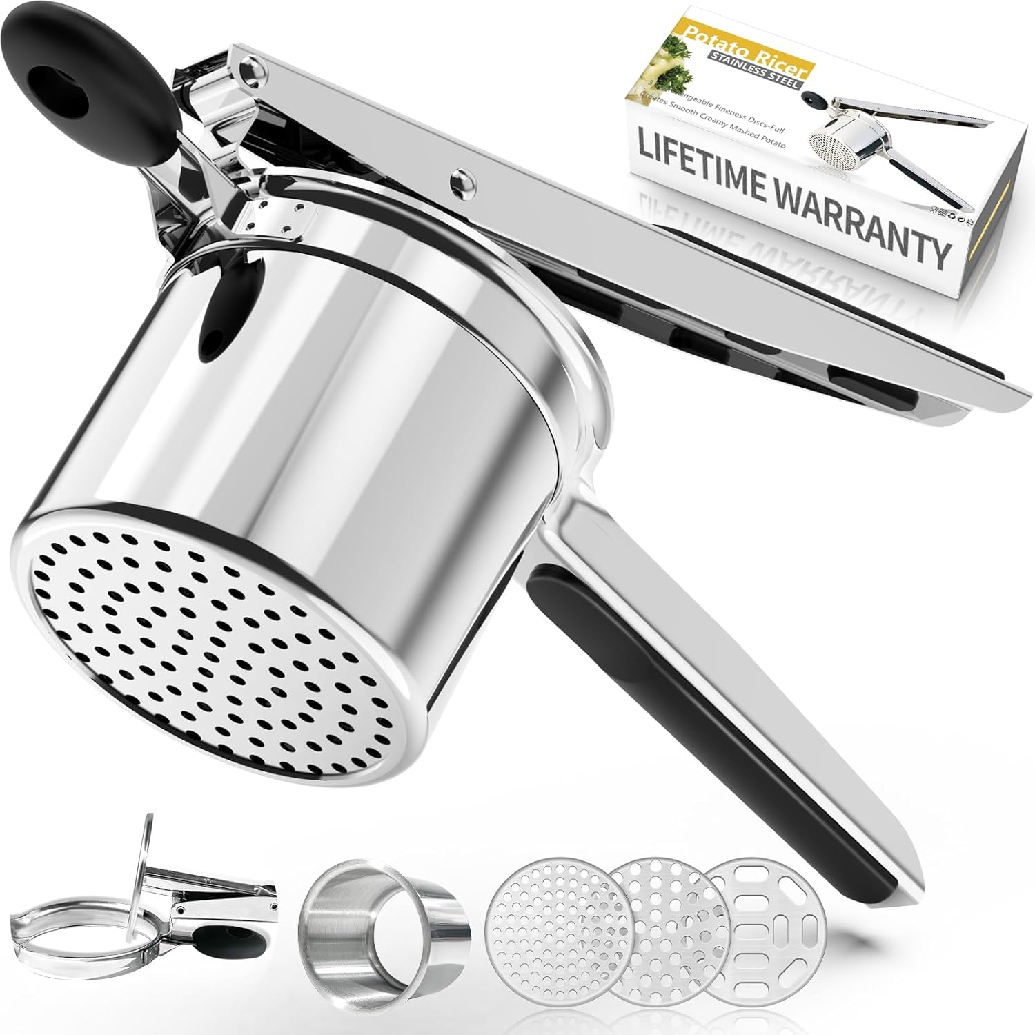 SPEENSUN Potato Ricer,Potato mashers,Heavy Duty Potato Masher with 3 Interchange...