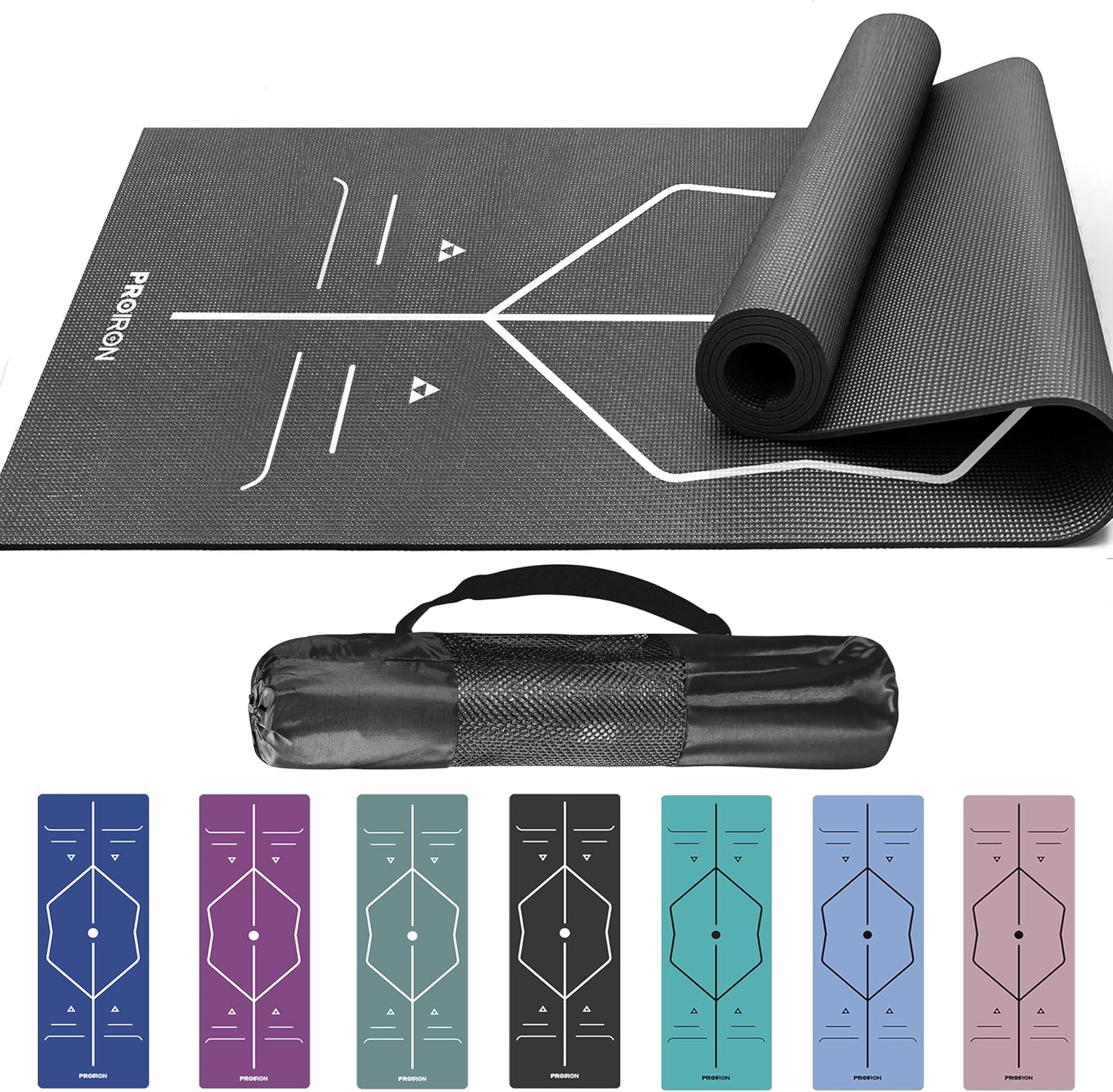 PROIRON Yoga Mat with Premium Alignment - Extra Yoga Bag Included - Comfort Eco...