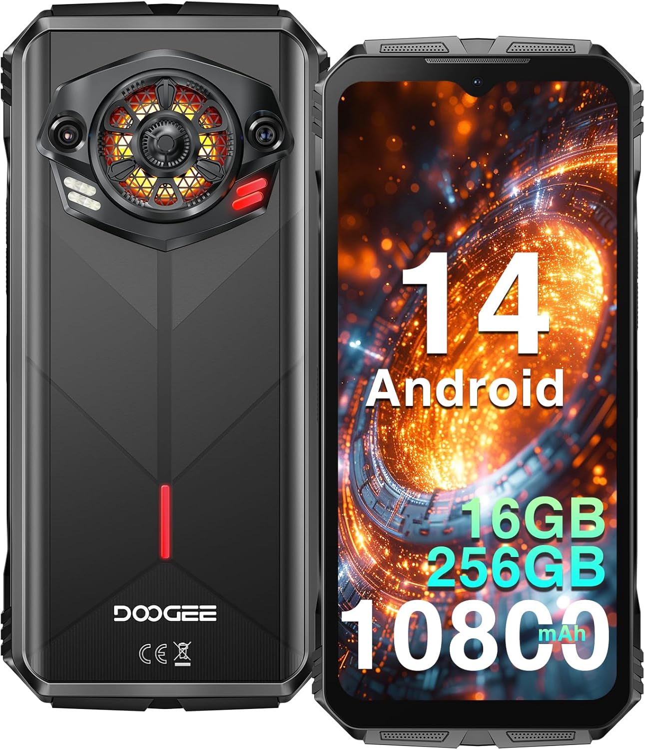 DOOGEE S Punk Rugged Smartphone Android 14, 16GB+256GB/1TB, 10800mAh 33W Chargin...