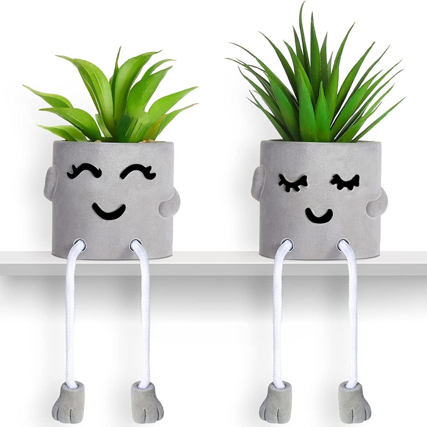 Artificial Plants Indoor, Fake Succulent Plants with Hanging Leg, Plant Pots wit...