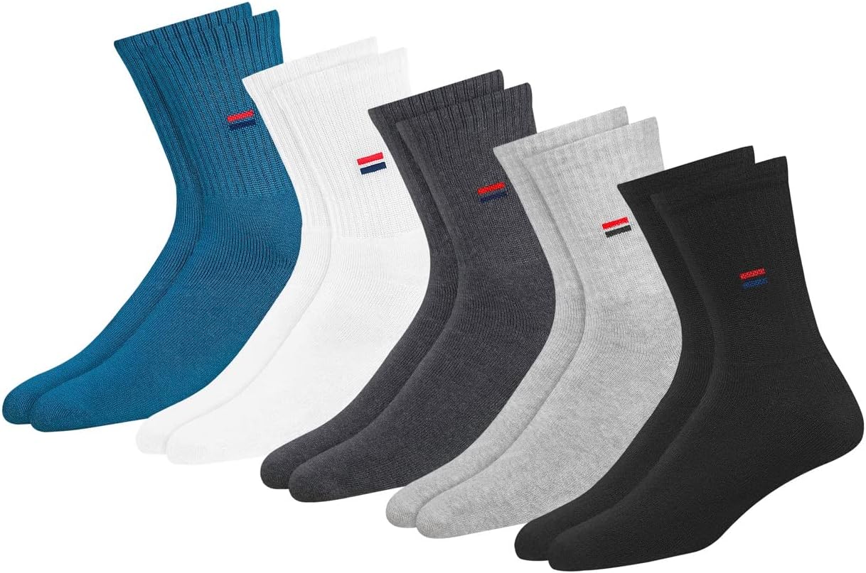 NAVYSPORT Men's Socks, Unique Crew Cotton Socks Trainer for 5 Pairs Pack, Sustin...