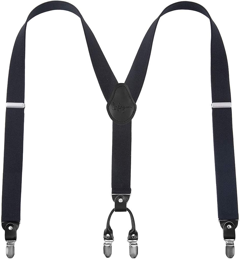 Lafayon Mens Braces Braces For Men 4 Clips Y-Back 3.5cm Wide Heavy Duty Adjustab...