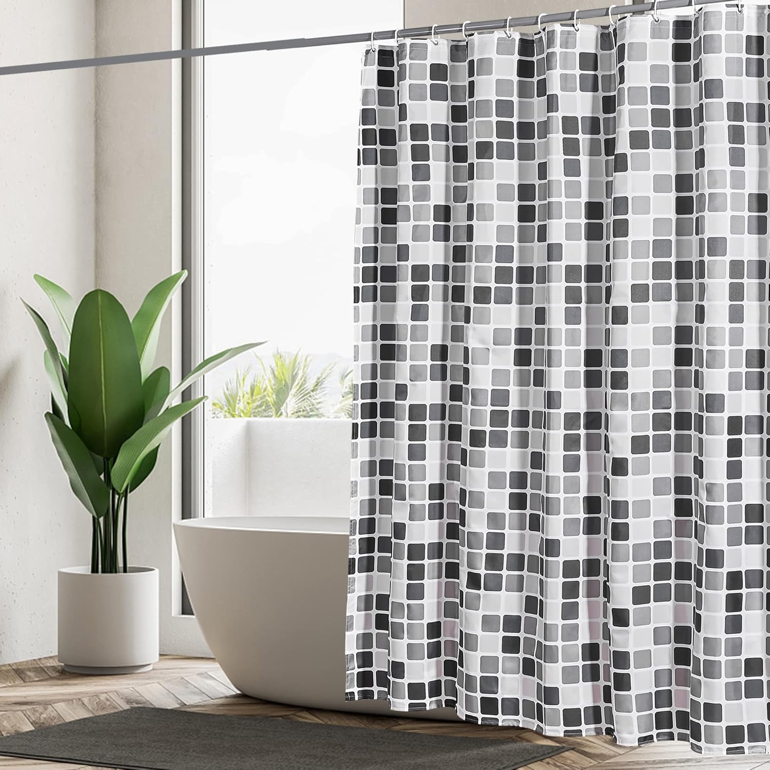 GERUIKE Mosaic Shower Curtain 180 x 200 cm - Weighted Shower Curtains Mould Proo...