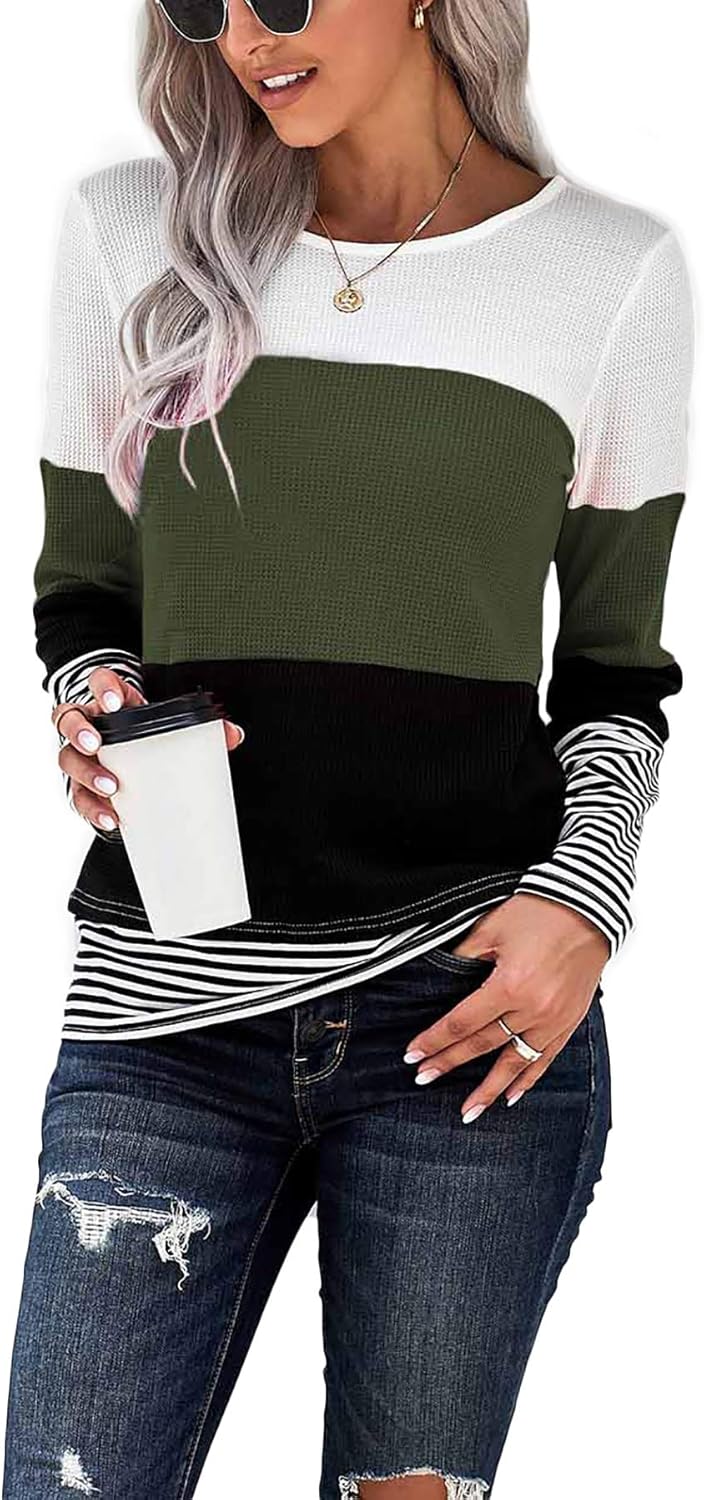SMENG Ladies Long Sleeve Shirts, Special Women Striped Crewneck Pullover, Innova...