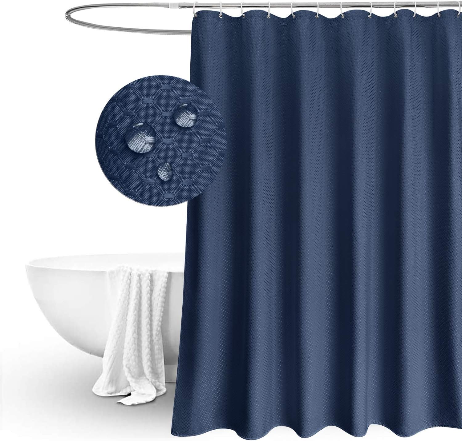 EurCross Blue Waffle Weave Shower Curtain, Special Long Shower Curtain 180 x 200...