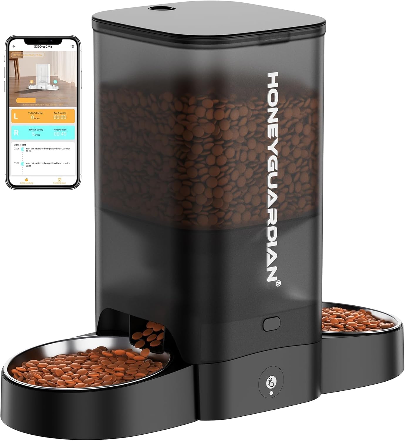 HoneyGuaridan Automatic Cat Feeder, Special 2.4G WiFi Smart Pet Feeder with APP...