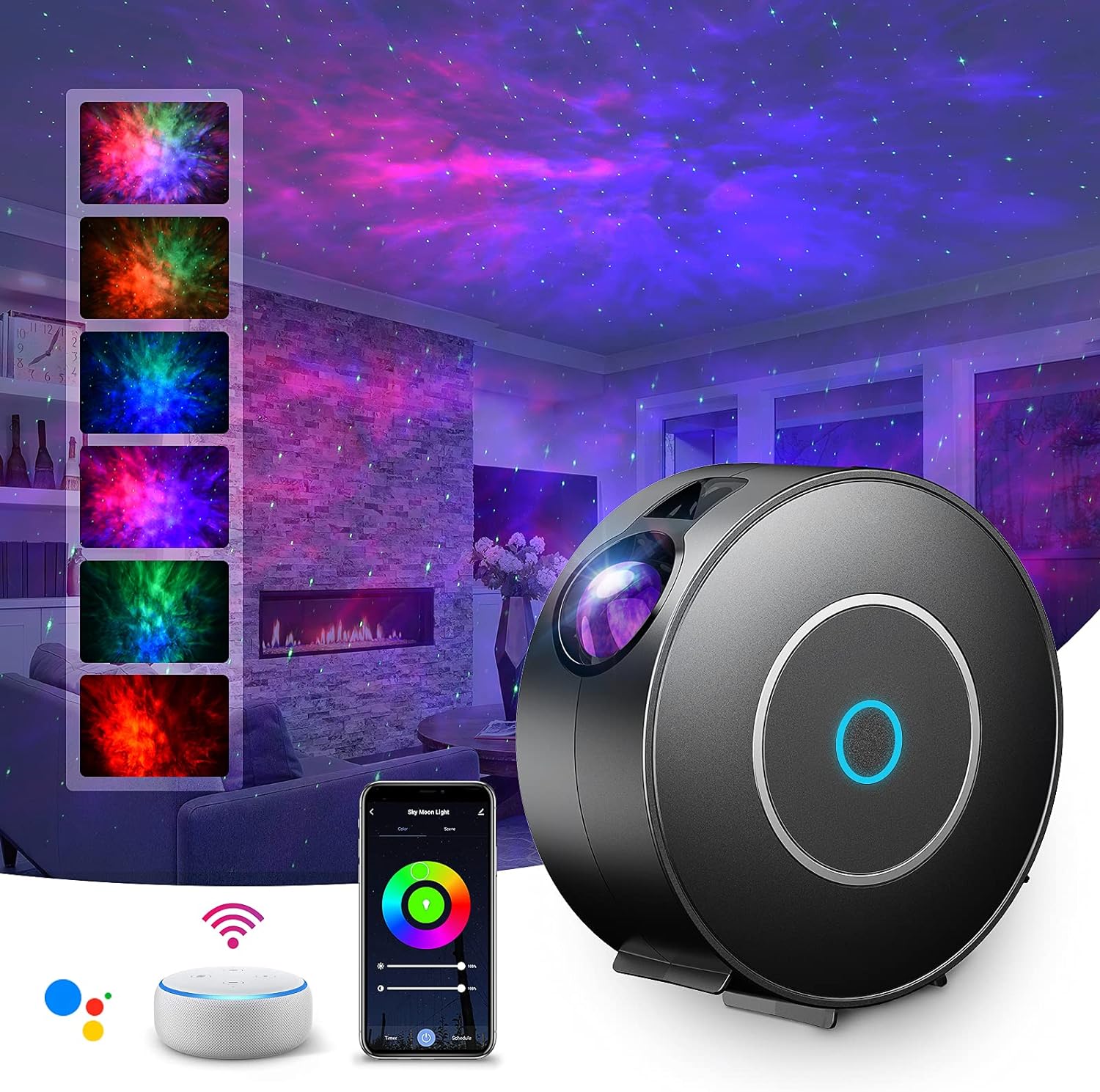 SUPPOU LED WiFi Galaxy Projector, Smart Night Light Kids Adults 3D Star Projecto...