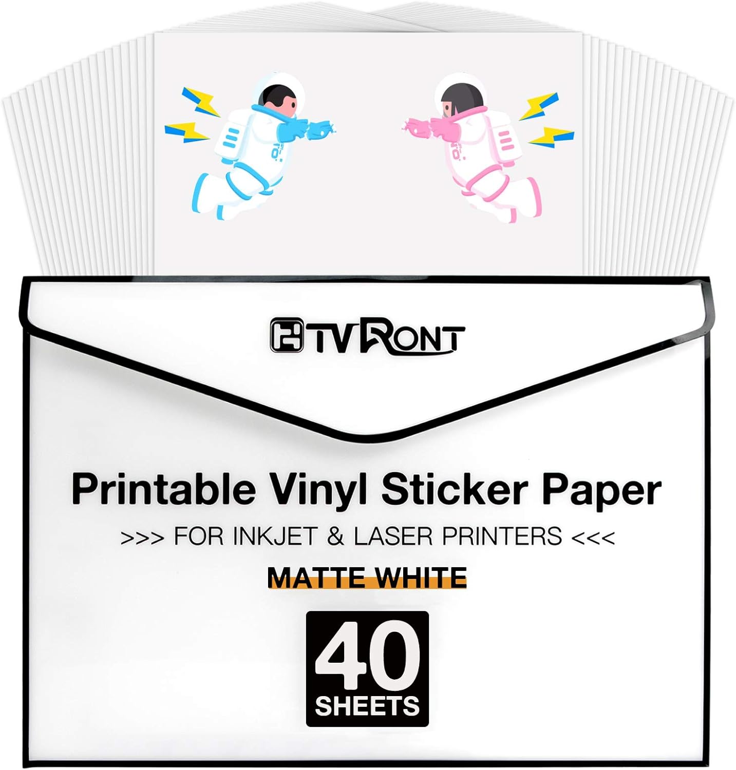 HTVRONT Printable Vinyl for Inkjet Printer & Laser Printer, 40 Pcs Matte Sticker...