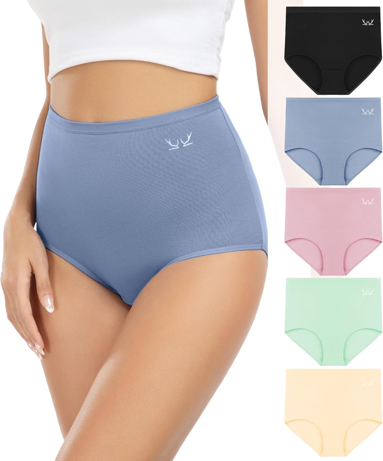 Tmani Underwear Women High Waisted Long-Staple Combed Cotton Knickers Ladies Ful...