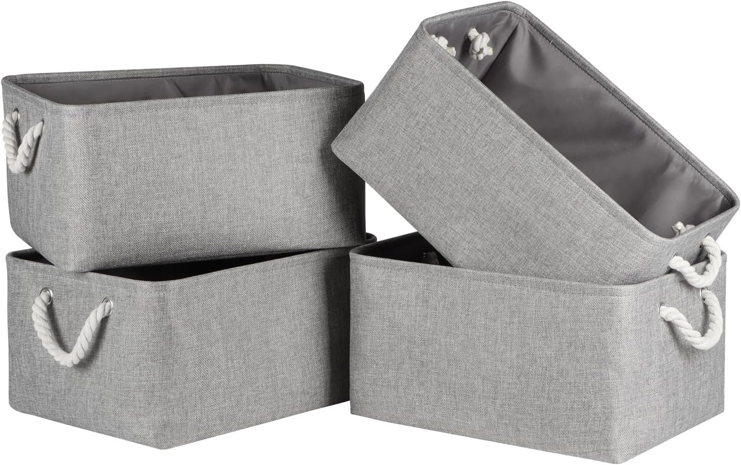 Syeeiex Storage Basket for Shelves [4 Pack], Storage Boxes with Handles, Large F...