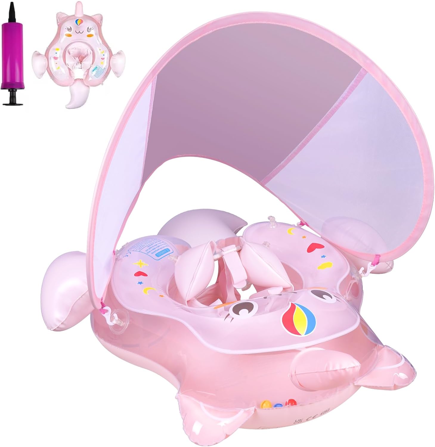 Baby Swimming Float, Inflatable Baby Pool Float with Safety Seat, Unicorn Baby S...
