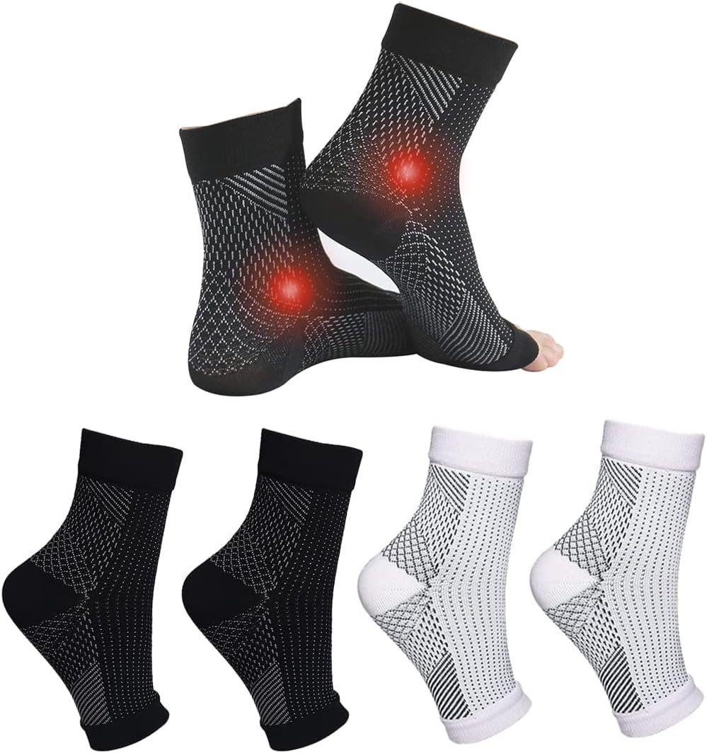 4 Pairs Plantar Fasciitis Socks Neuropathy Socks Ankle Compression Socks for Wom...
