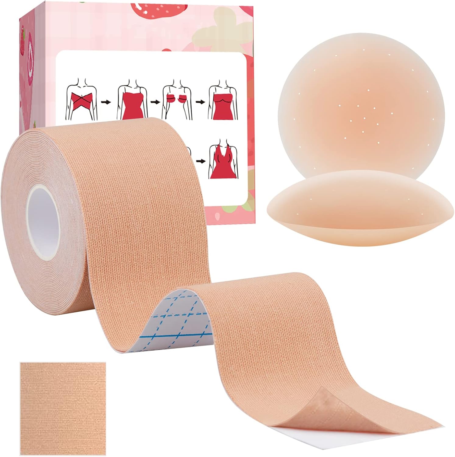 Hbaid Boob Tape with Reusable Nipple Covers, Boobtapes Breast Tape for Dresses,...