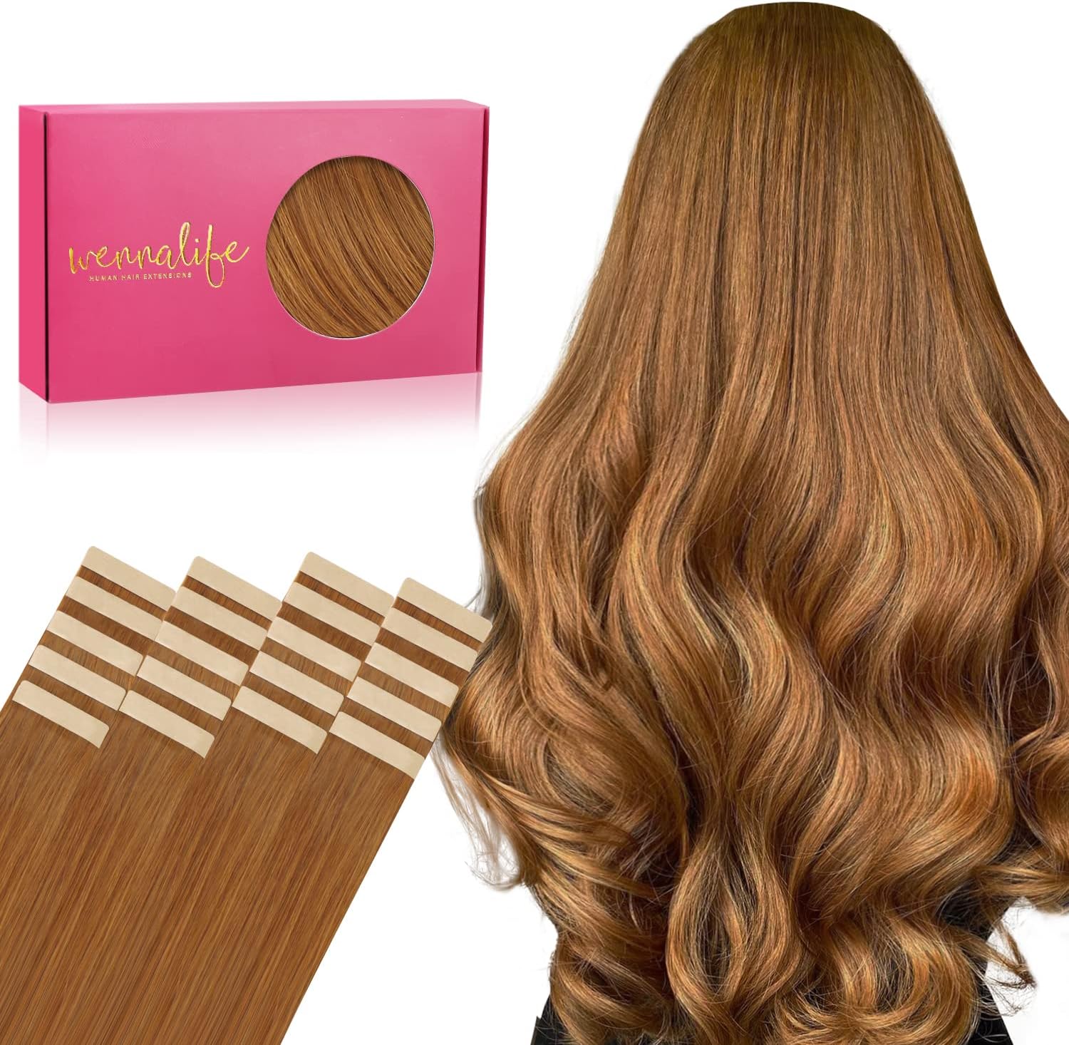 WENNALIFE Tape in Hair Extensions, Special Human Hair Extensions for 14 Inch Len...