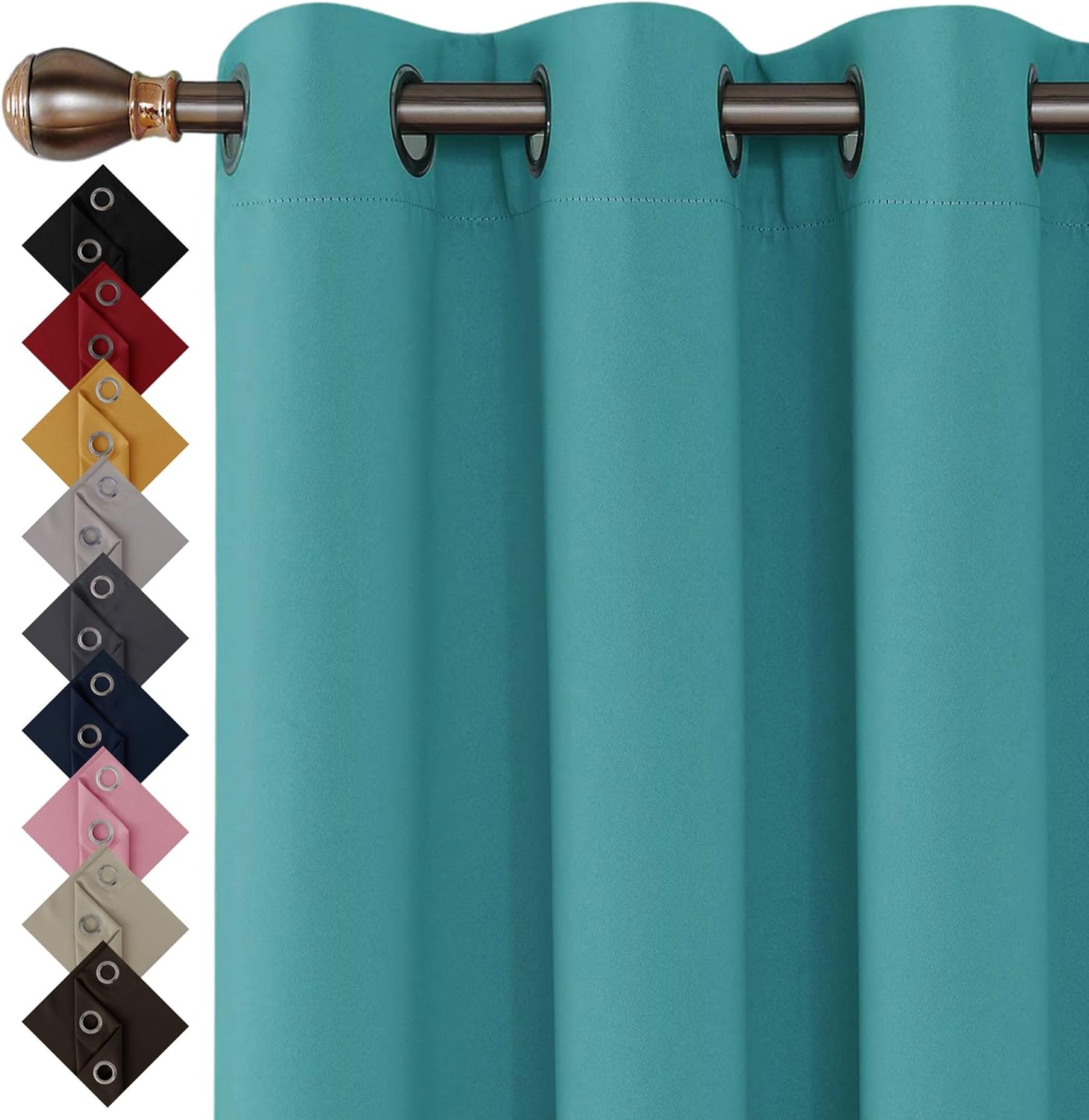 Thermal Insulated Blackout Curtains, Special Ring Top Eyelet Curtains for Bedroo...