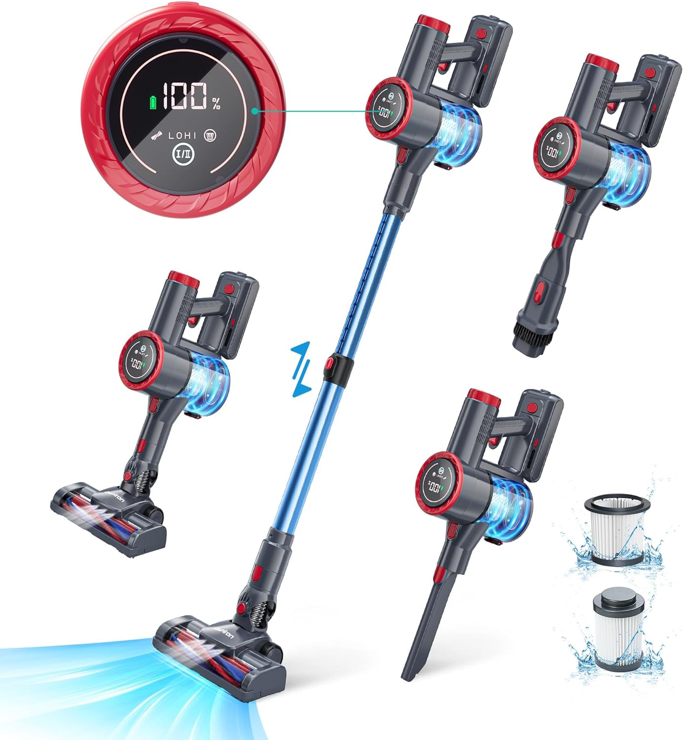 Aspiron Cordless Vacuum Cleaner, Vacuum Cleaners for Home Powerful Suction with...