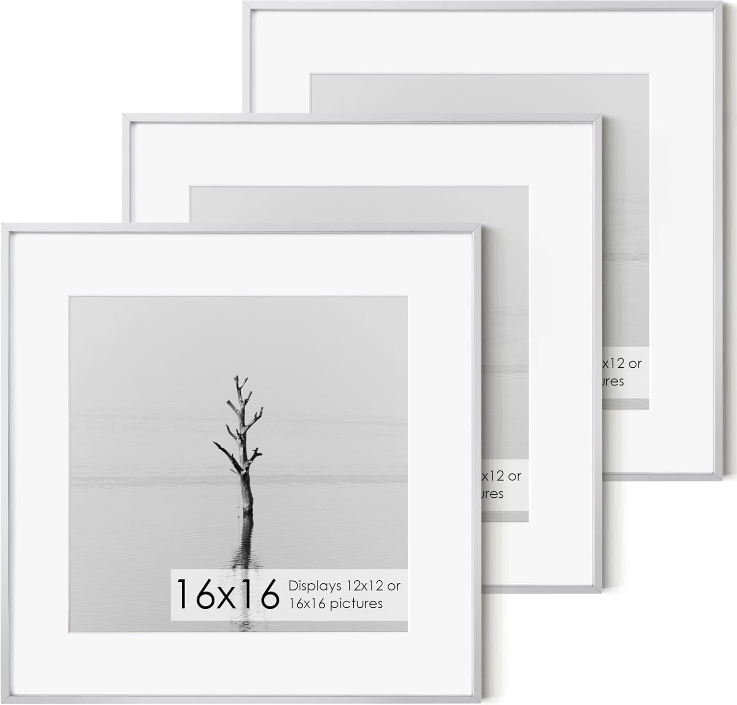 16x16 Metal Picture Frame, Special Photo Frame with 12x12 Mat, High-Quality Brus...