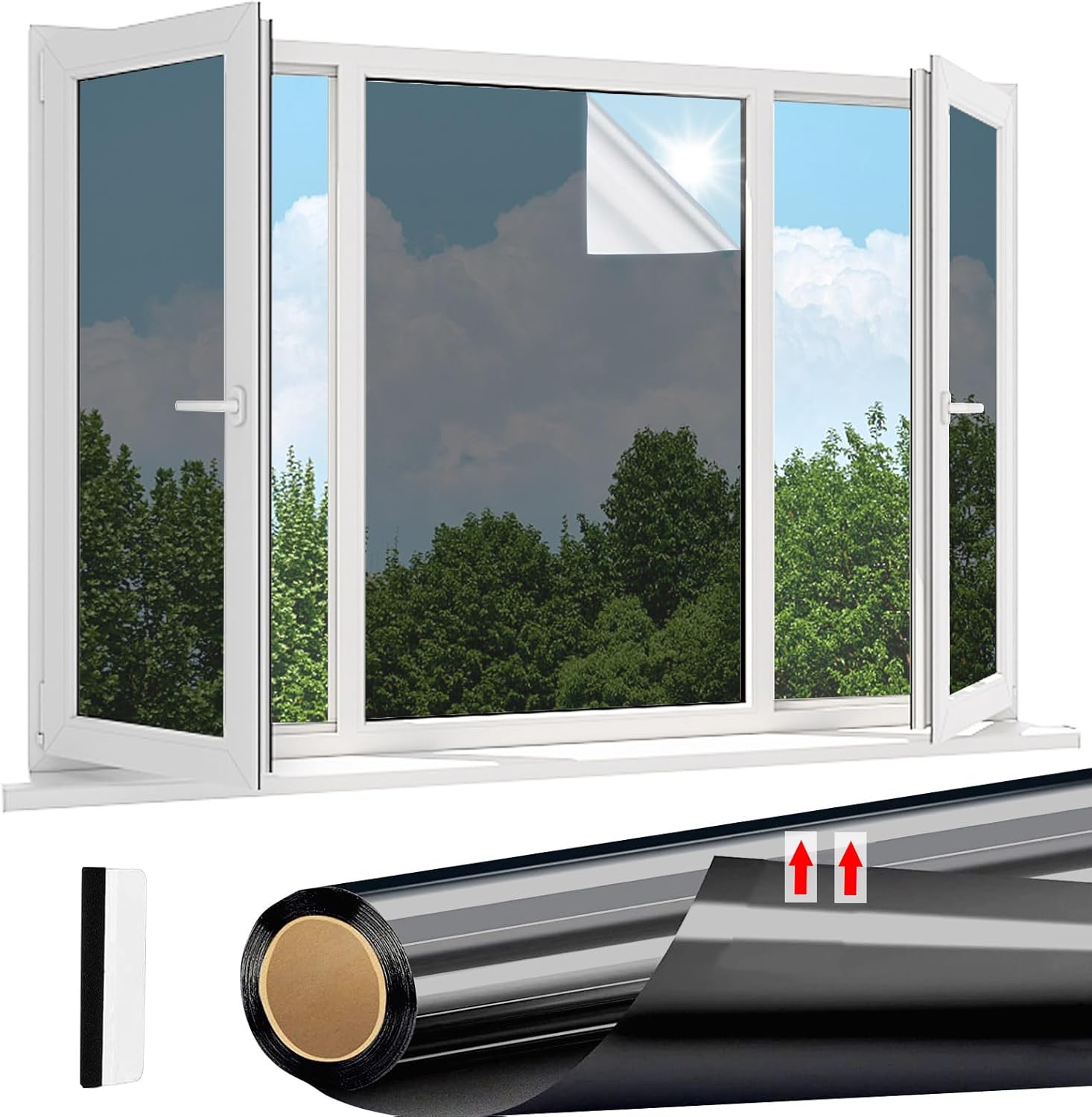 Linarun One Way Window Film Privacy 50 * 400cm Anti Glare Window Film Privacy Fi...