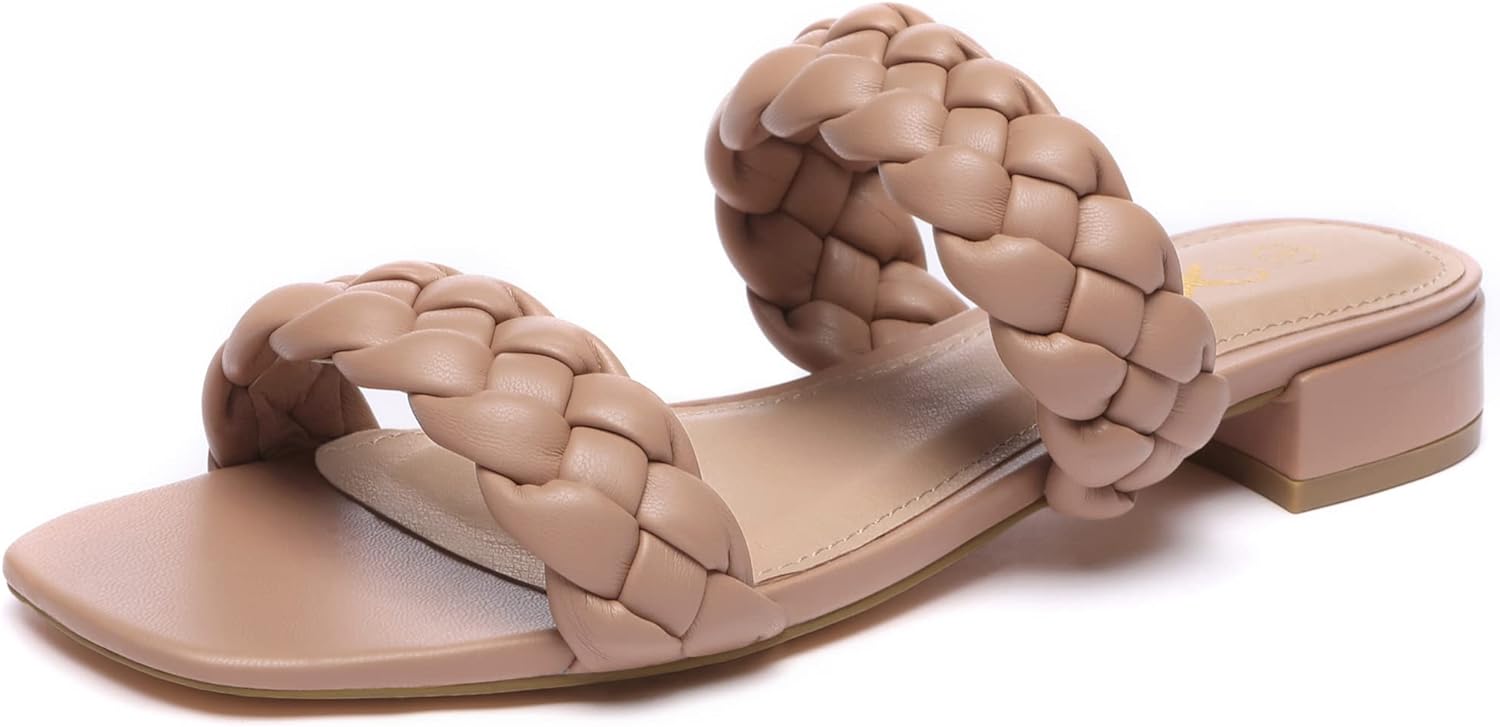 Athlefit Women's Sandals, Special Square Open Toe Sandals, Unique Braided Sandal...