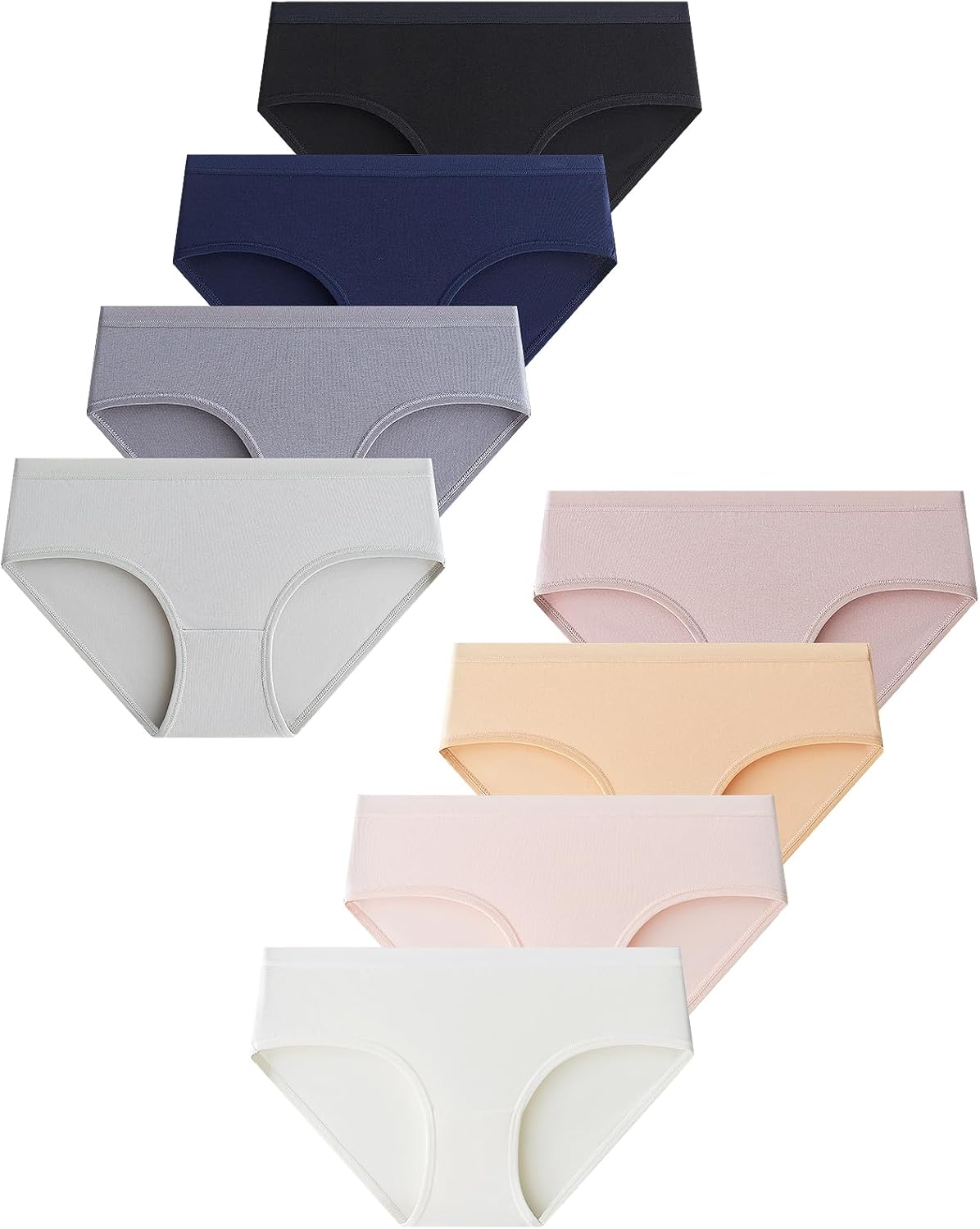 Domee Teen Girls Cotton Underwear Panties Briefs Pack of 8 Underpants Solid Colo...