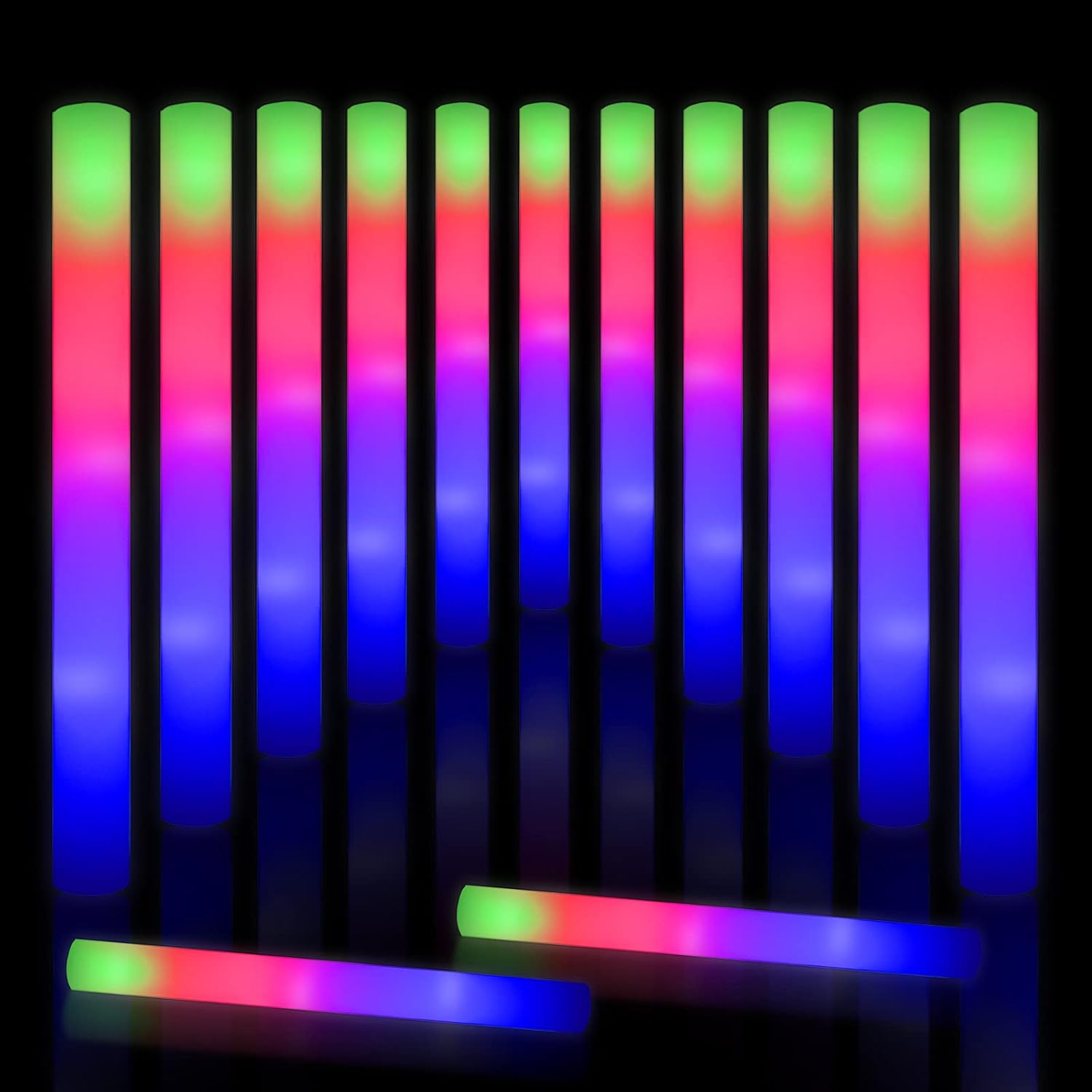 Taotuo Glow Stick Bulk 42 Pcs LED Foam Glow Sticks Party Supplies with 3 Flashin...