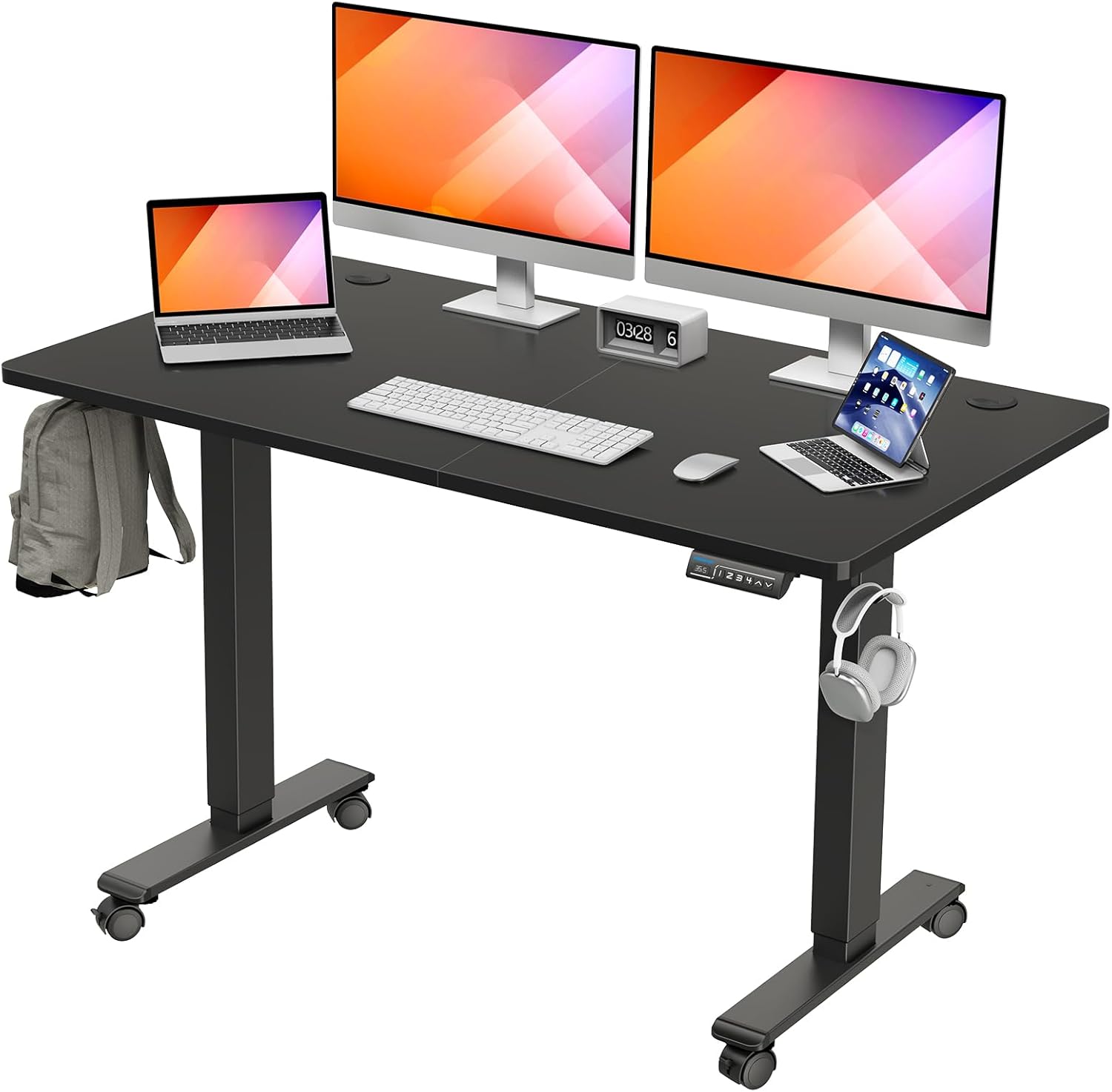 MOUNTUP Electric Height Adjustable Standing Desk, 55 x 28 Inches Sit Stand Desk...