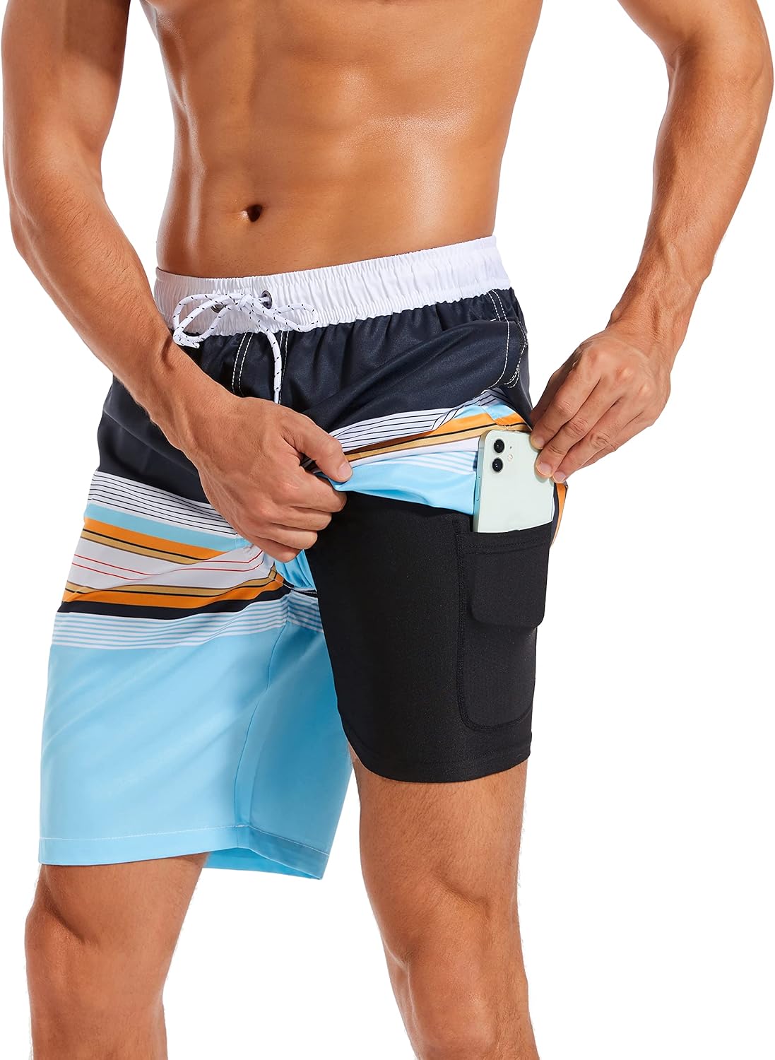 difficort Mens Swim Trunks, Special Mens Swim Trunks With Compression Liner, Inn...