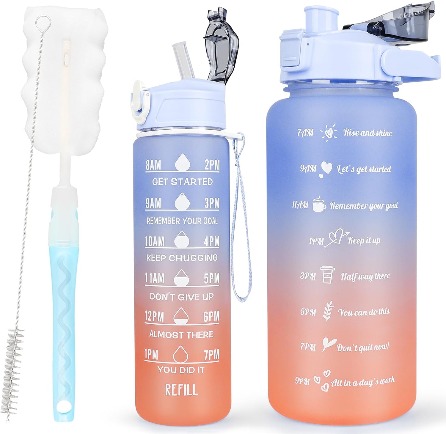 CodiCile 2 Pack Water Bottle BPA Free, 2 Liters Water Bottle & 750ml Water Bottl...