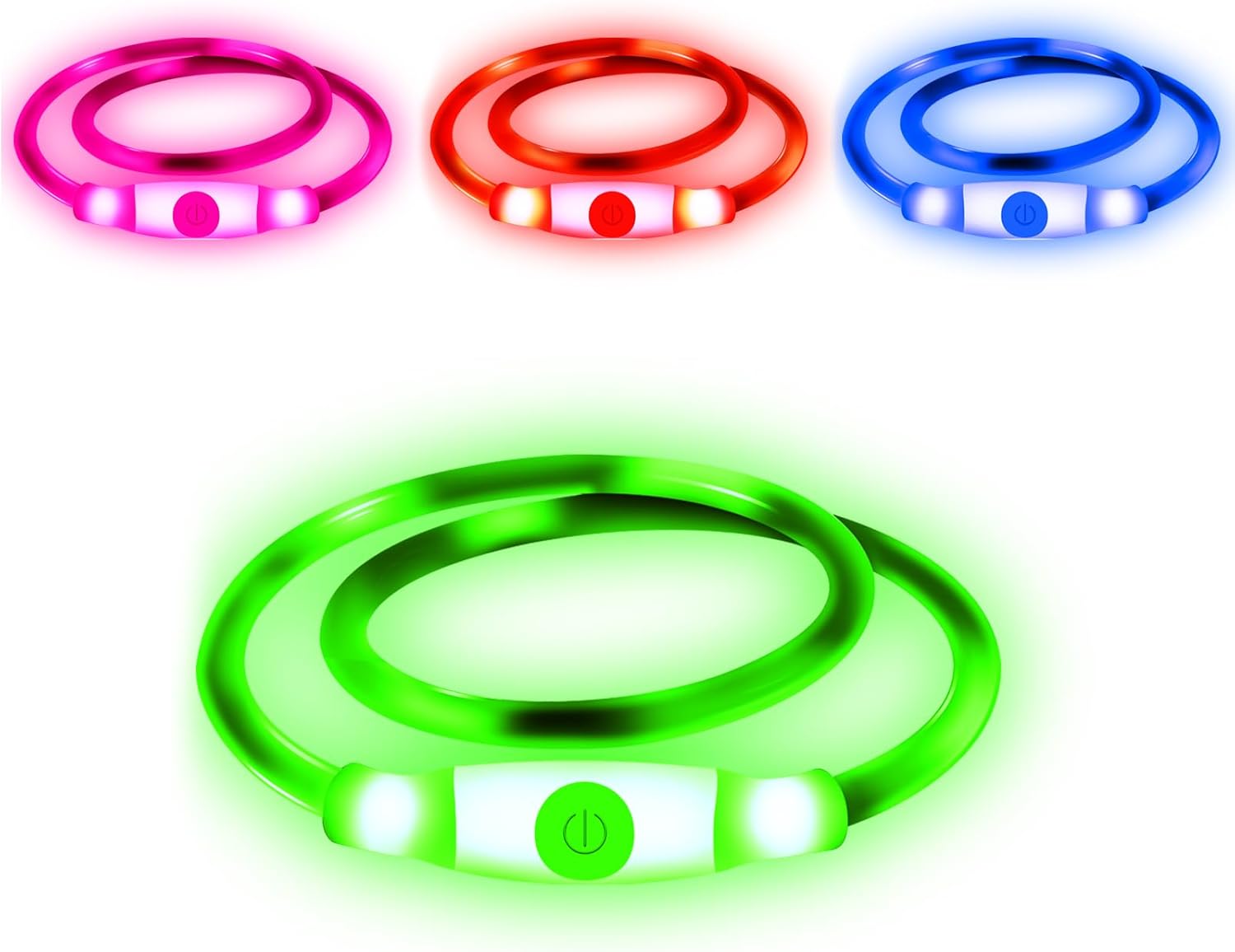 Easing LED Dog Collar,USB Rechargeable Adjustable Cut to Size Ultra Bright Colou...