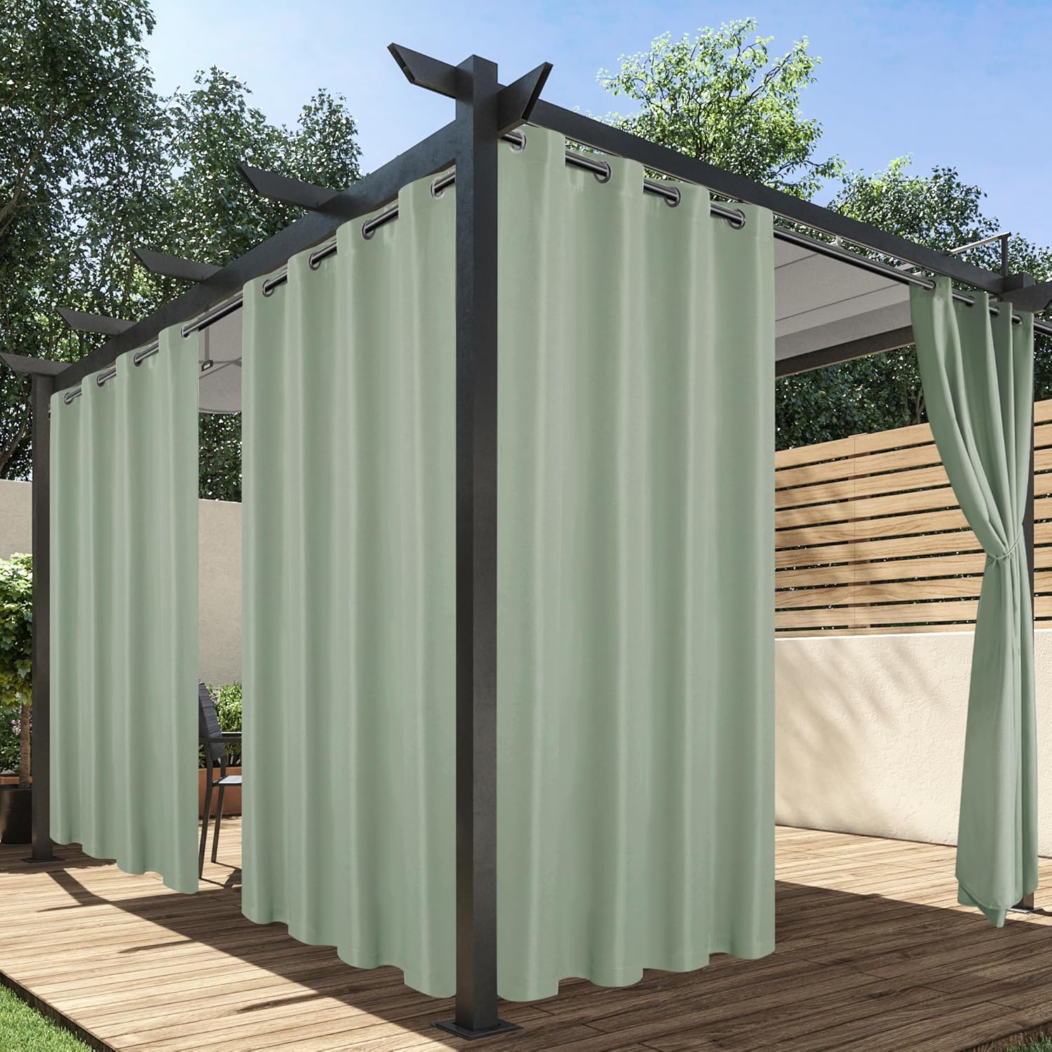 HolidayIdeas Outdoor Curtains for Patio Waterproof, 4 Panels - 54 x 95 Inch - Pr...