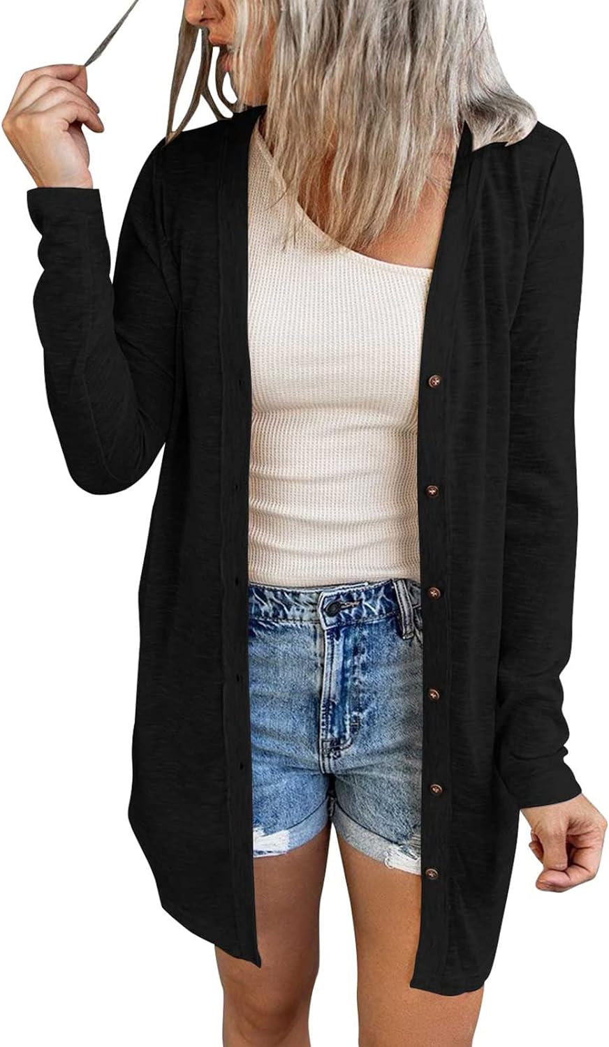 MEROKEETY Women's Cardigan, Special Lightweight Cardigan, Fashionable Open Front...
