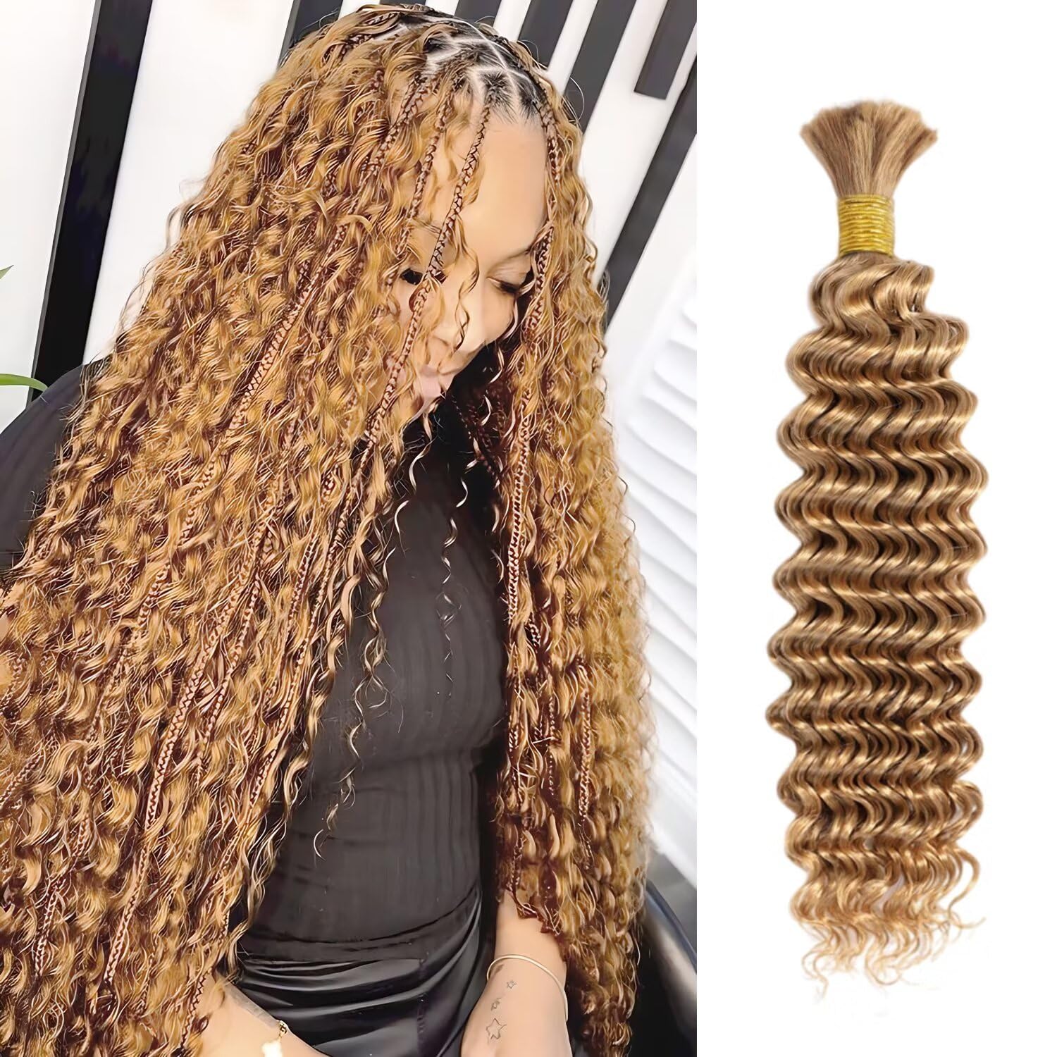 Quality Blonde Braiding Hair, Special Braiding Hair 1 Bundle 50g 18 Inch Deep Wa...