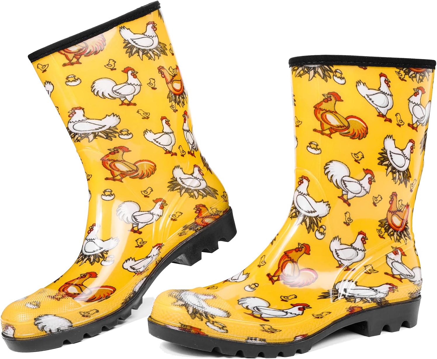 DKSUKO Waterproof Womens Rain Boots insulated,Lightweight Rubber fashion Wellies...