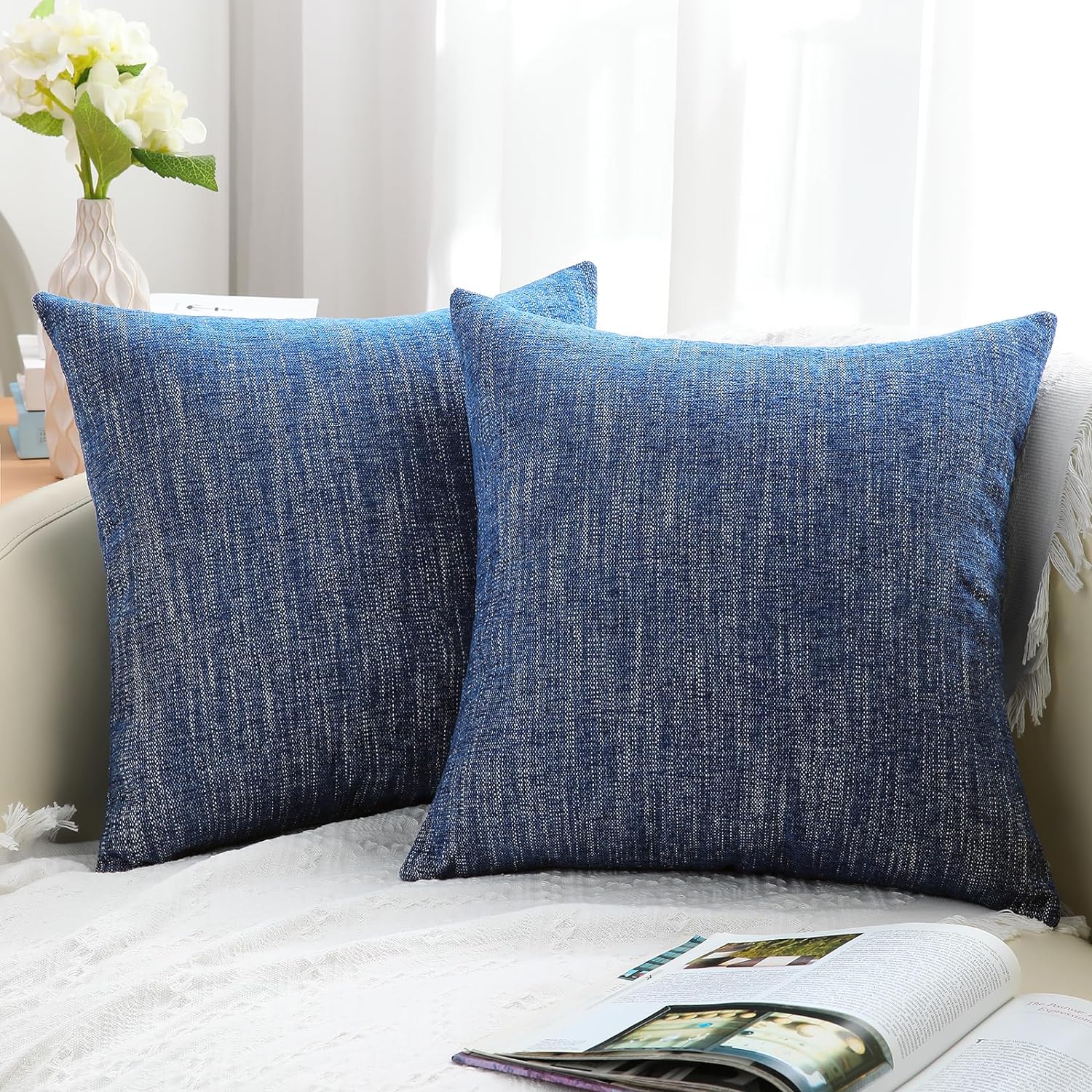 decorUhome Decorative Throw Pillow Covers, Unique Chenille Square Pillow Covers...