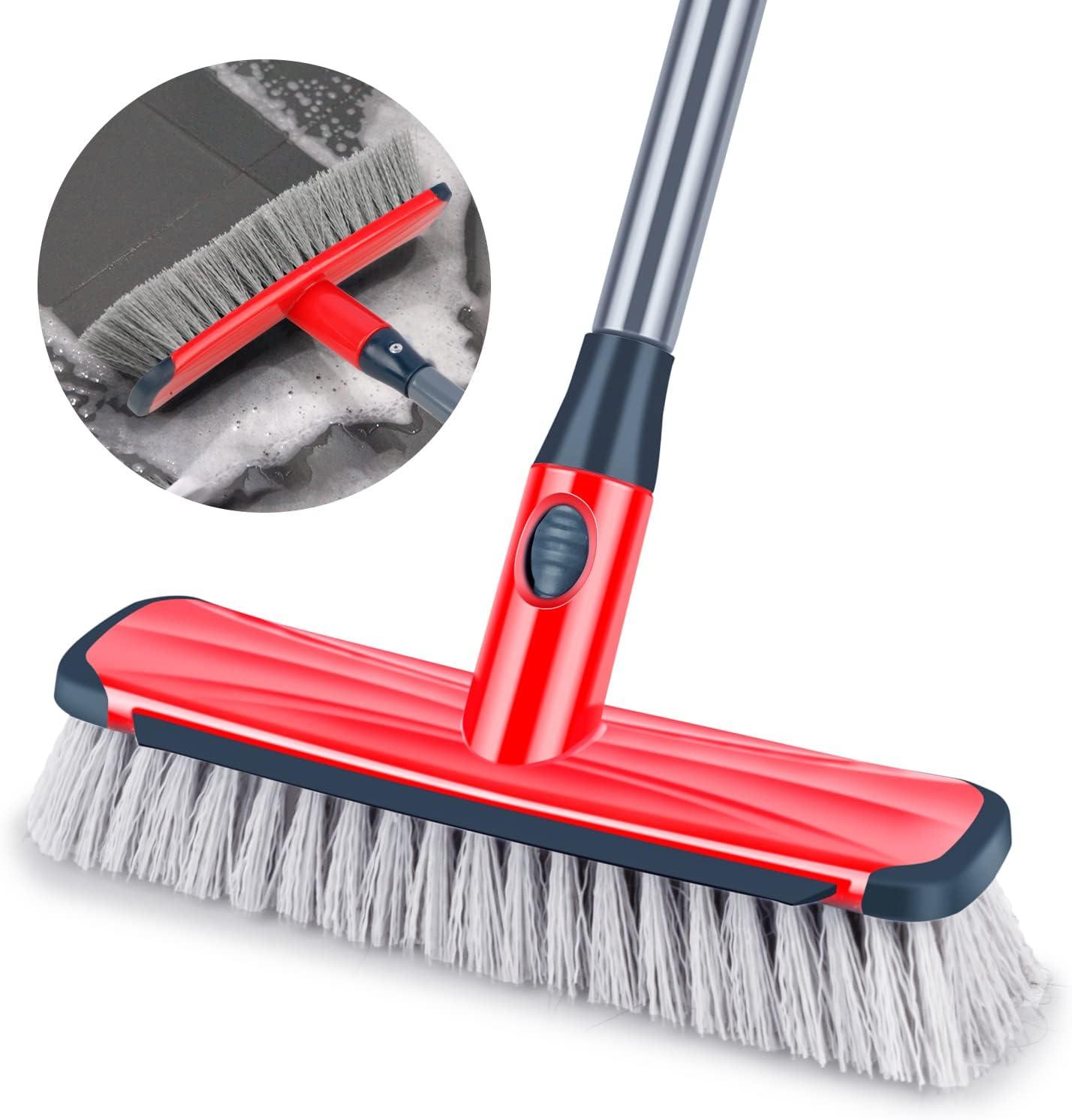 Push Broom Floor Brush Scrubbing Brush Deck Brush Yard Brush Long Handle Adjusta...
