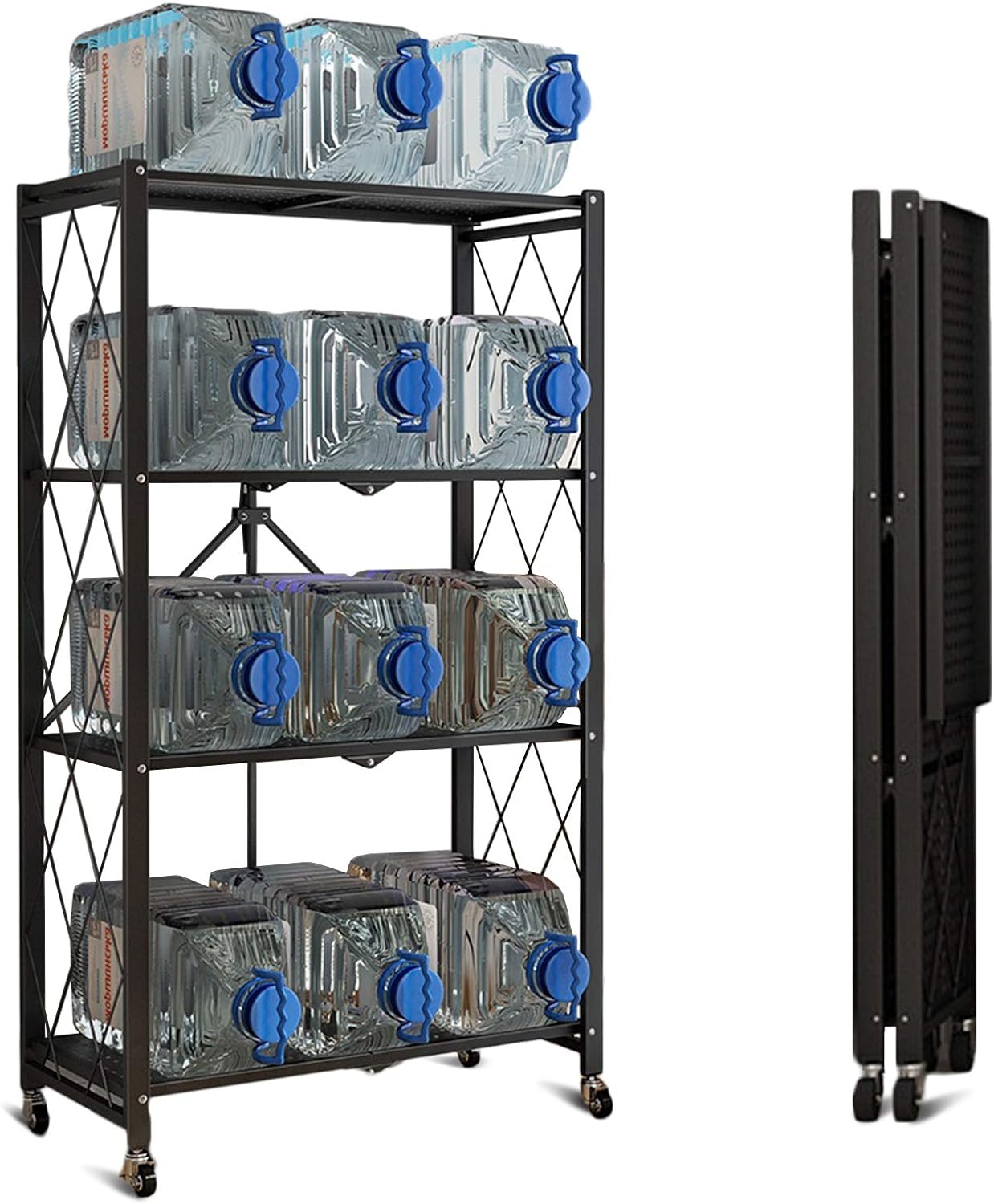 Storage Shelves, Closet Organizers and Storage 4-Shelf Foldable Metal Shelving U...