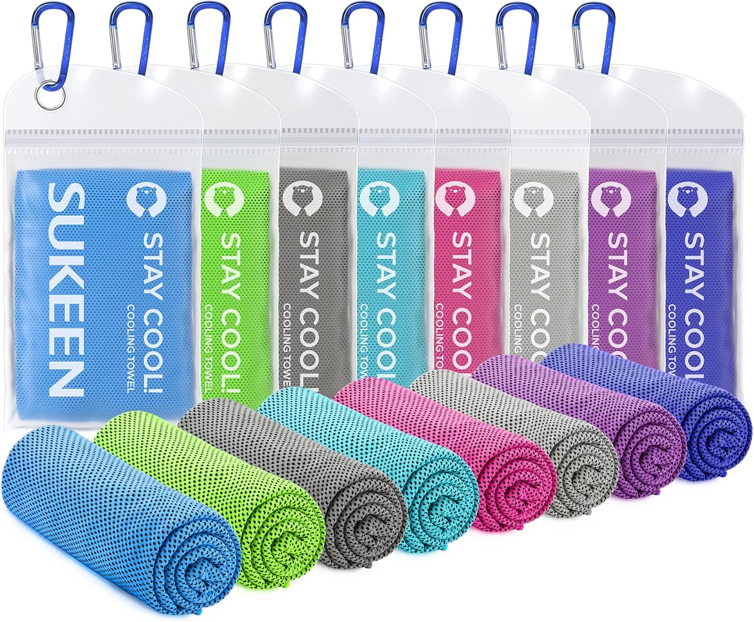 Sukeen 40"x12" Cooling Towel, 8 Pack Ice Towel, Cooling Neck Wrap Scarf, Soft Br...