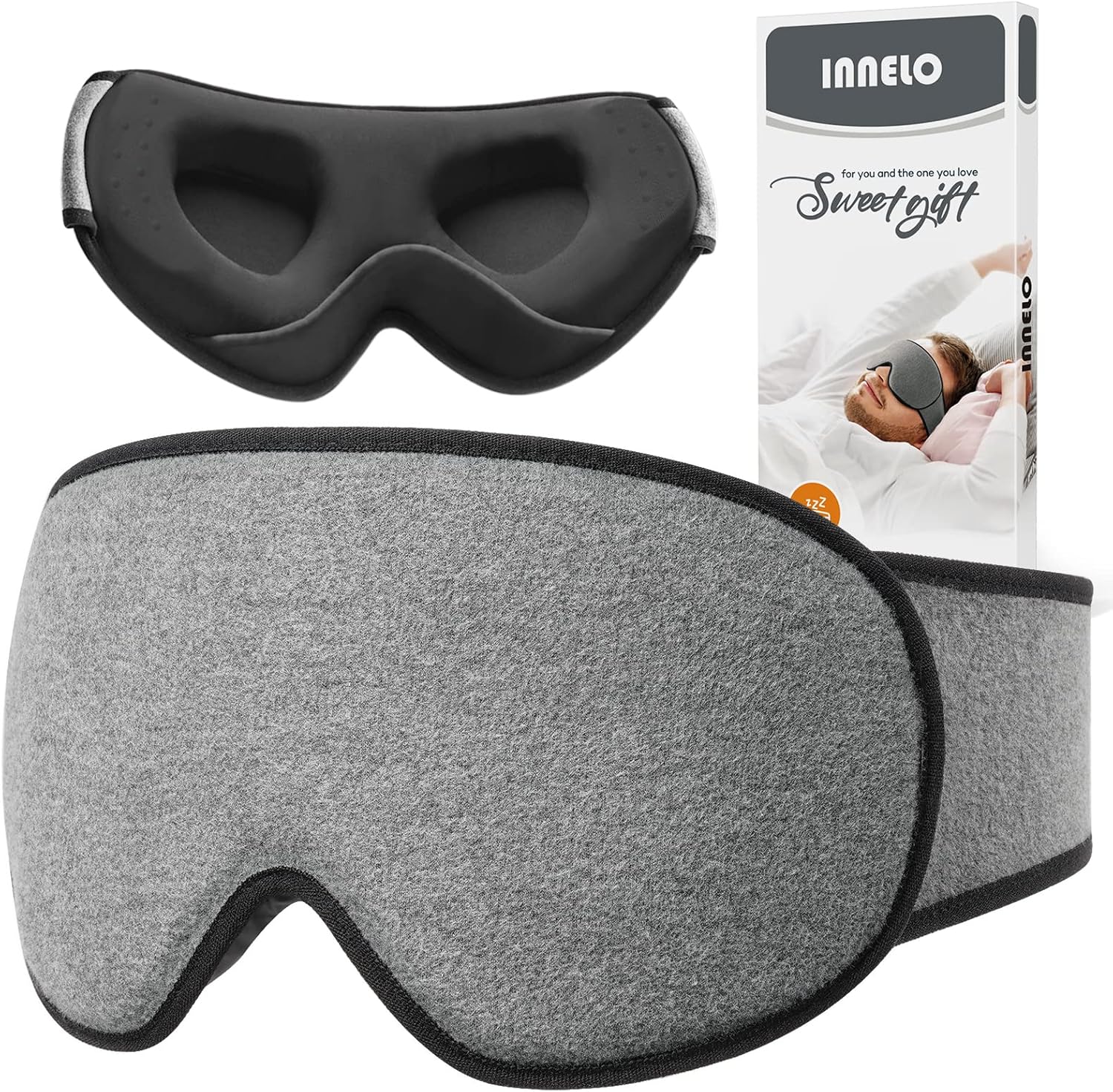 INNELO Cotton Sleep Eye Mask, Ultra Soft Breathable Natural Cotton Sleeping Eye...