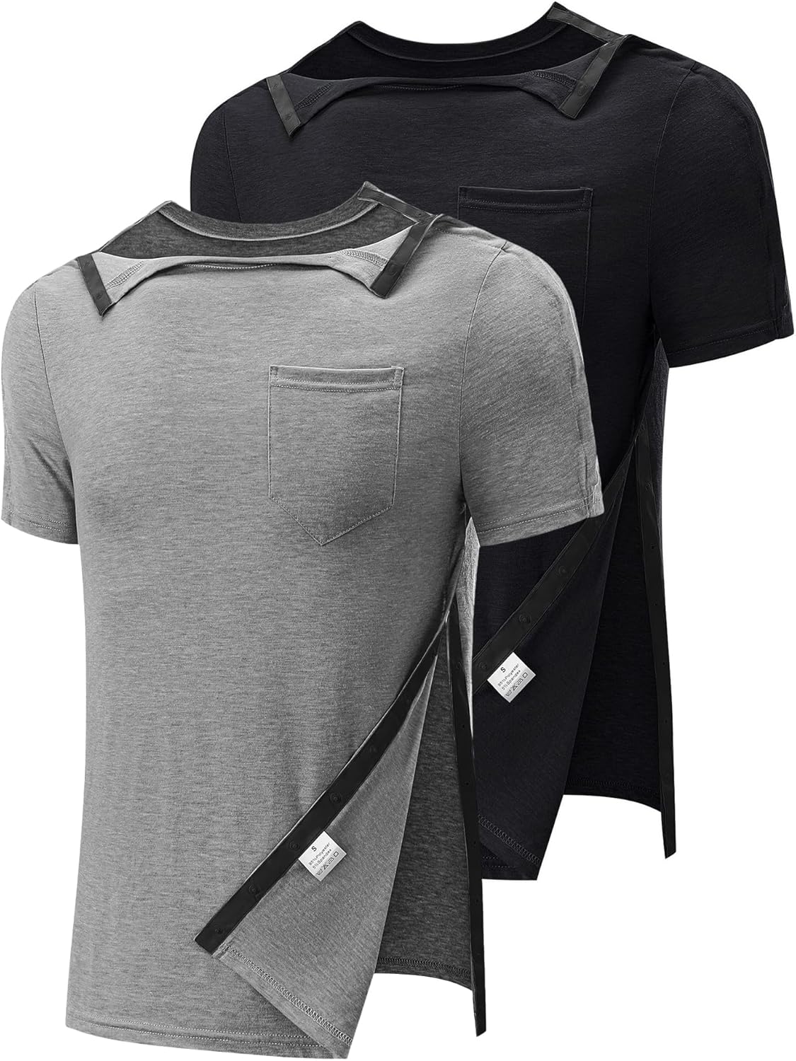 Poriff Men's Post Shoulder Surgery Recovery Shirts Full Tear Away Short Sleeve S...