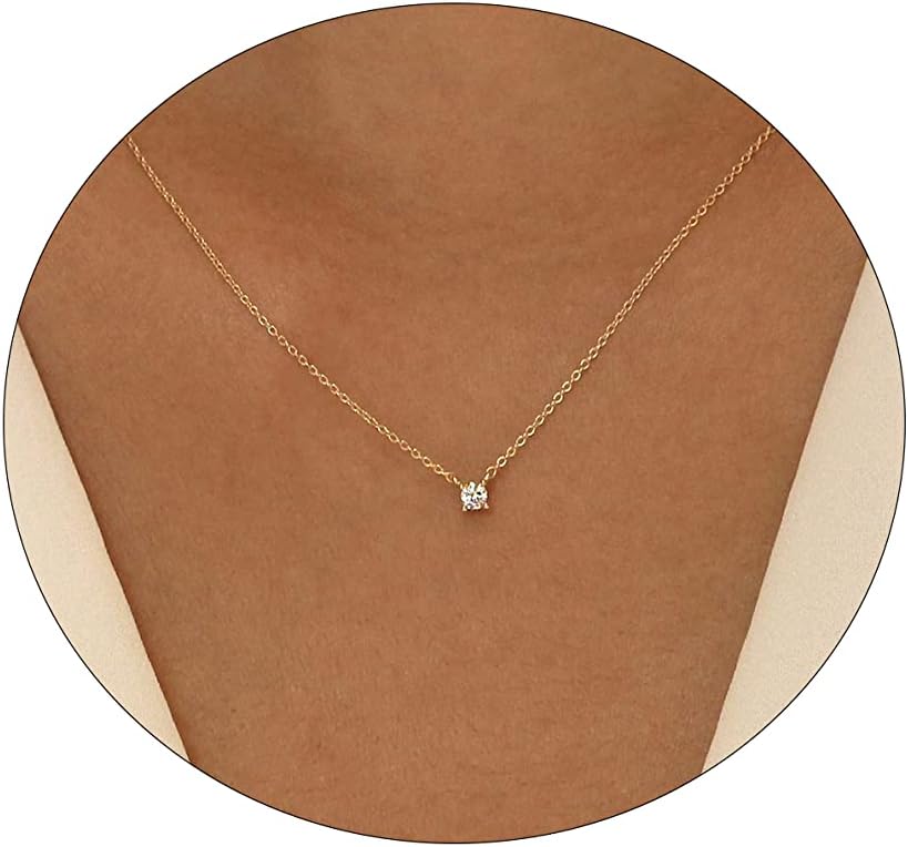 MIDEEO CZ Diamond Necklace, Special Necklace for Women Dainty Layered Cubic Zirc...