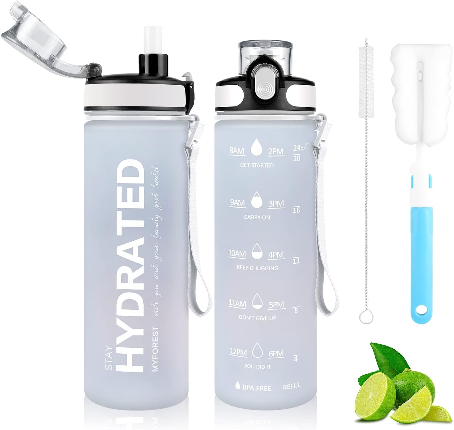 MYFOREST Water Bottle, Large Spout for Gulp/Removable Straw for Sip, Anti-Scratc...