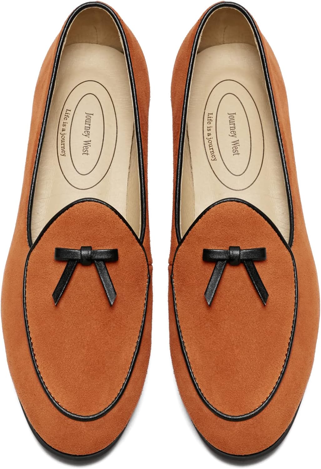 Journey West Suede Tassel Loafer for Women Slip-on Belgian Penny Loafers Shoes f...