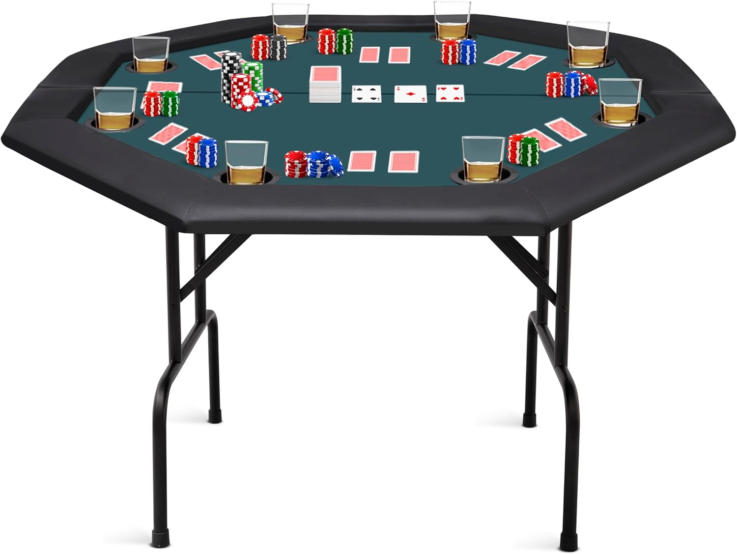 Poker Table 8 Player Portable Poker Table Foldable Poker Table with Casino Grade...