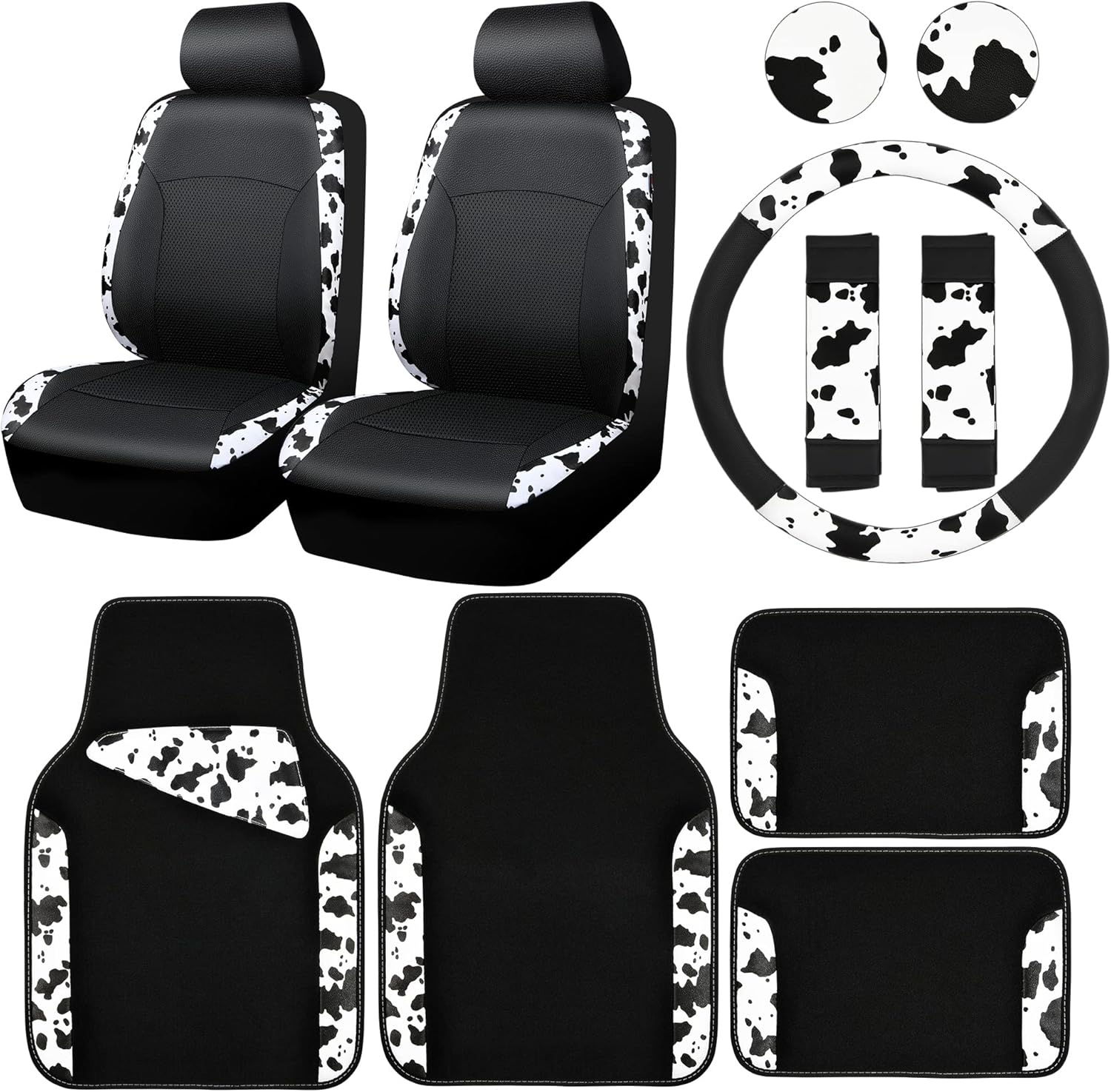 , Unique CAR PASS Cow Print Car Accessories, Special Car Seat Covers, Innovative...